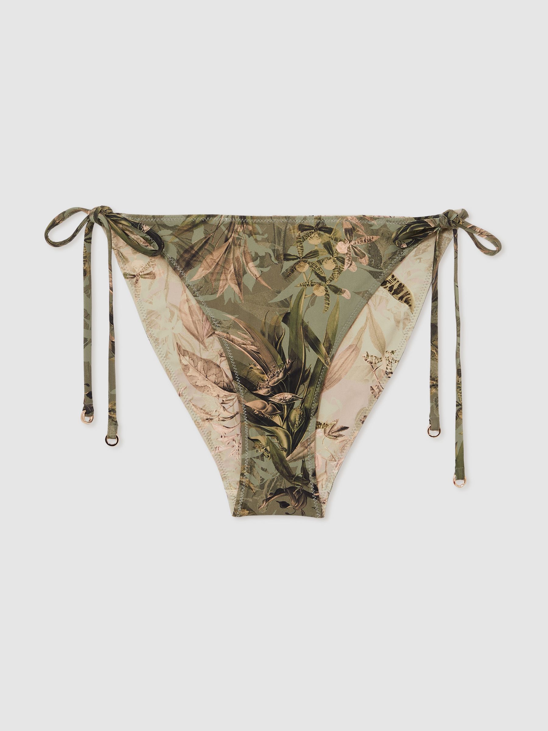 Reiss | NYBG Floral Tie Bikini Bottoms in Khaki