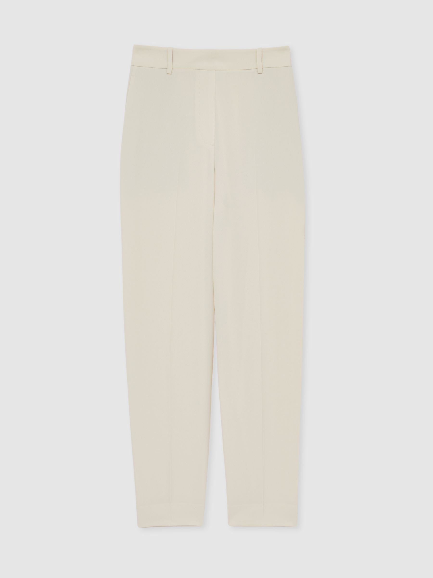 Petite Tapered Elasticated-Waist Trousers in Cream