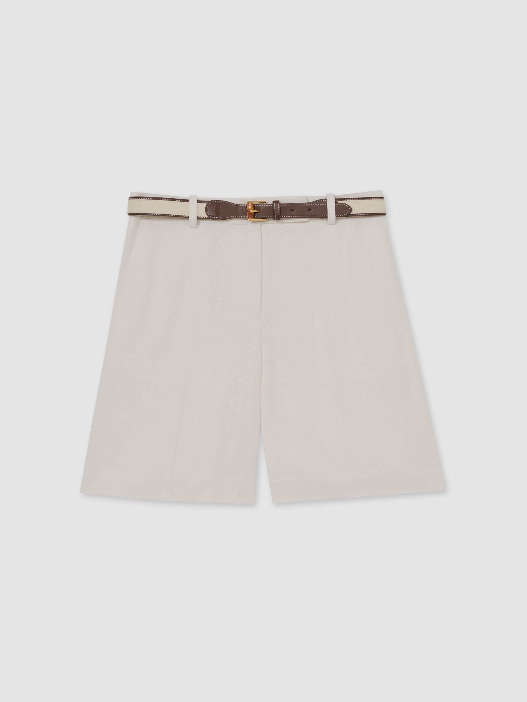 Petite Linen-Blend Bermuda Shorts in White