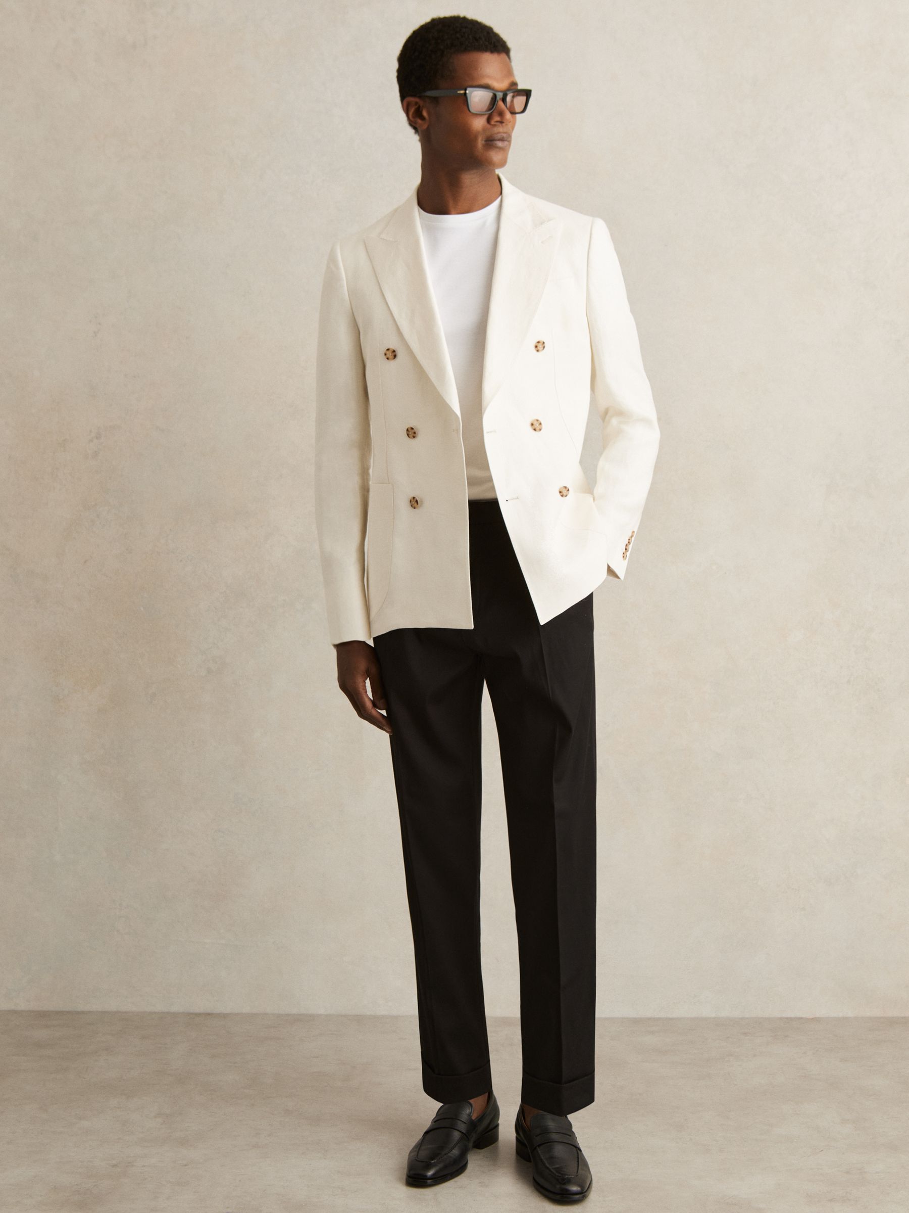 Cotton-Blend Tapered Trousers in Black