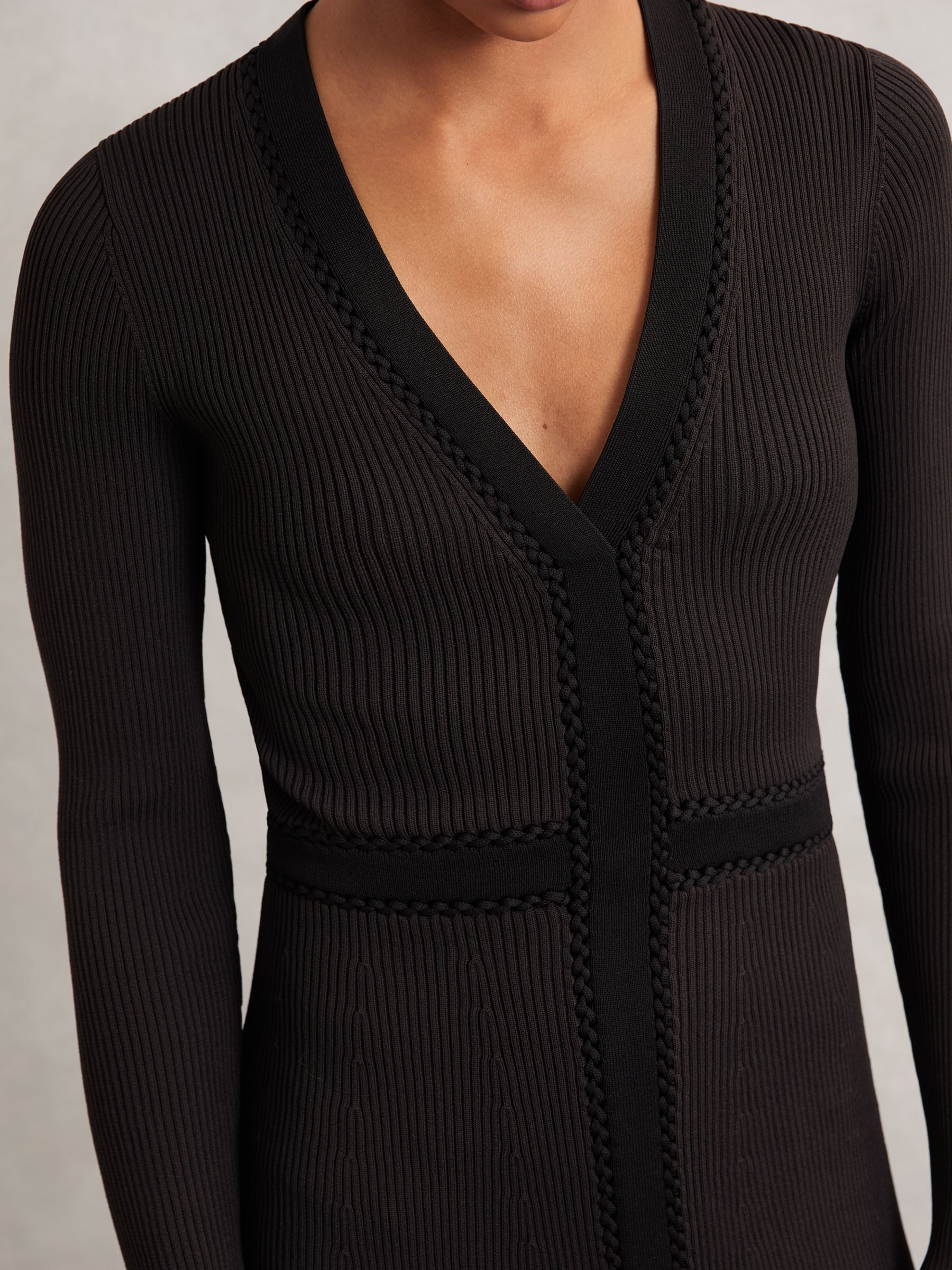 Knitted Dress in Chocolate Brown/Black