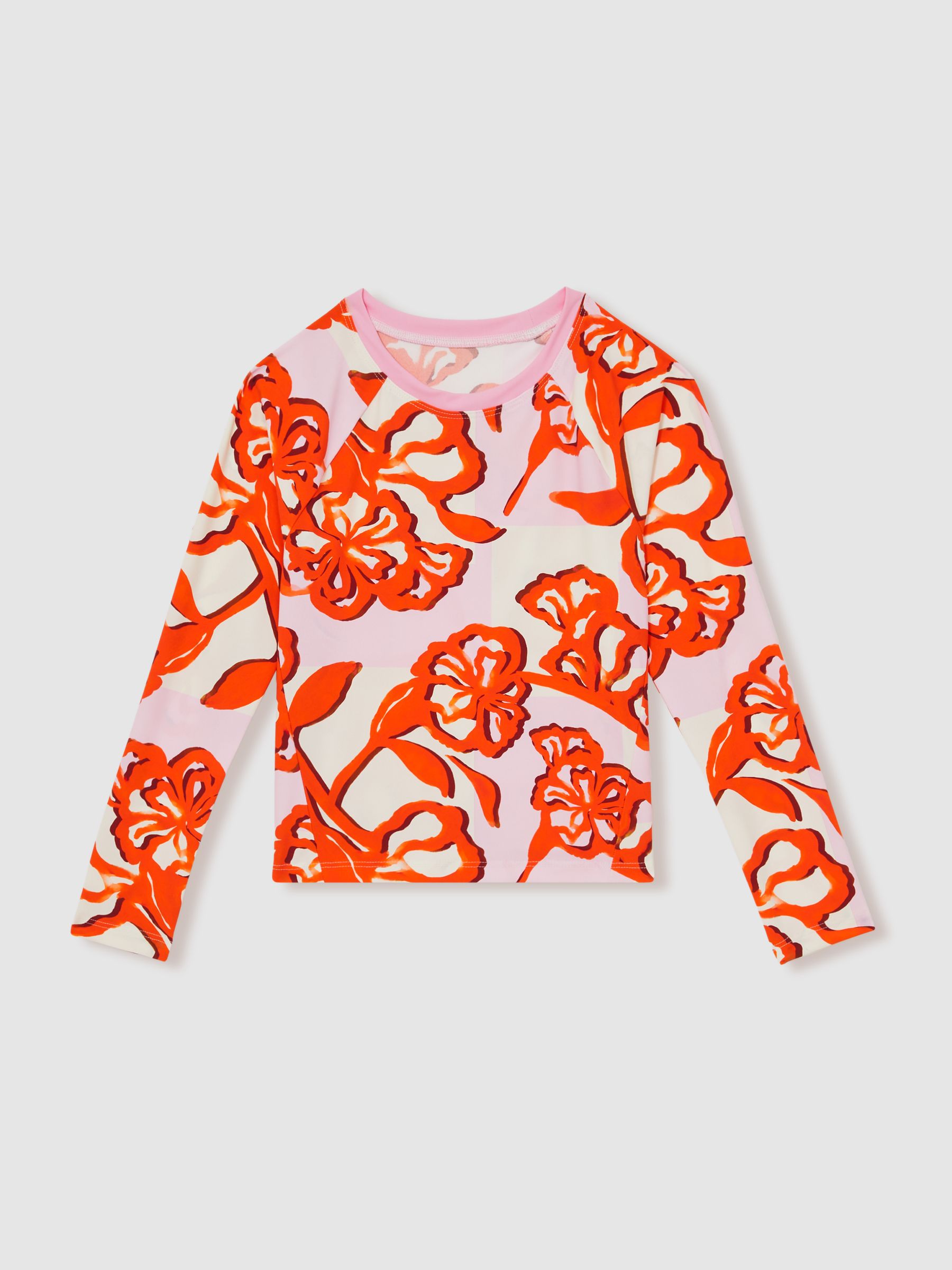 4-9 yrs Sun Safe Long-Sleeve Top in Pink Print