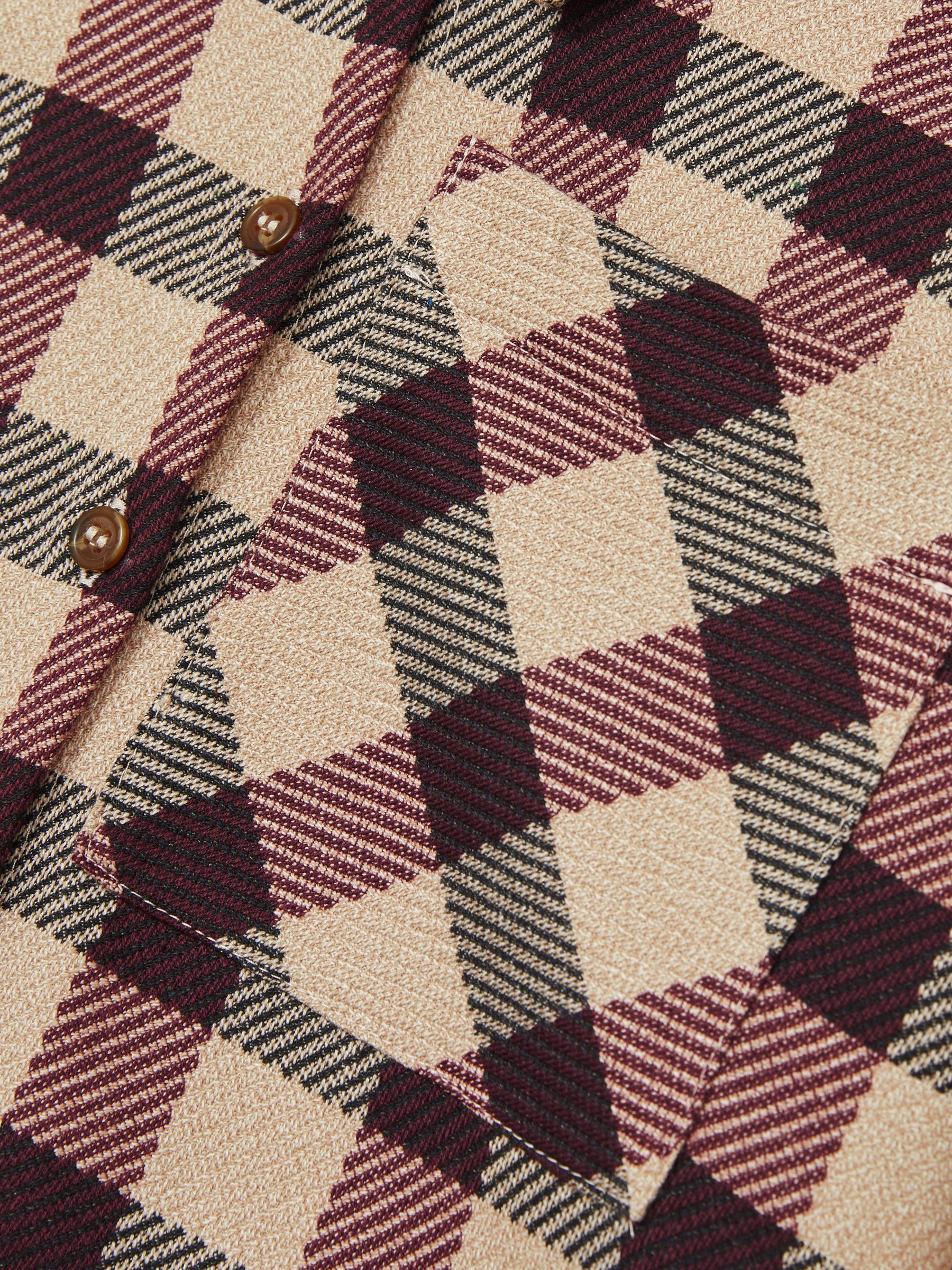 9-13 yrs Oversized Woven Check Shirt in Burgundy