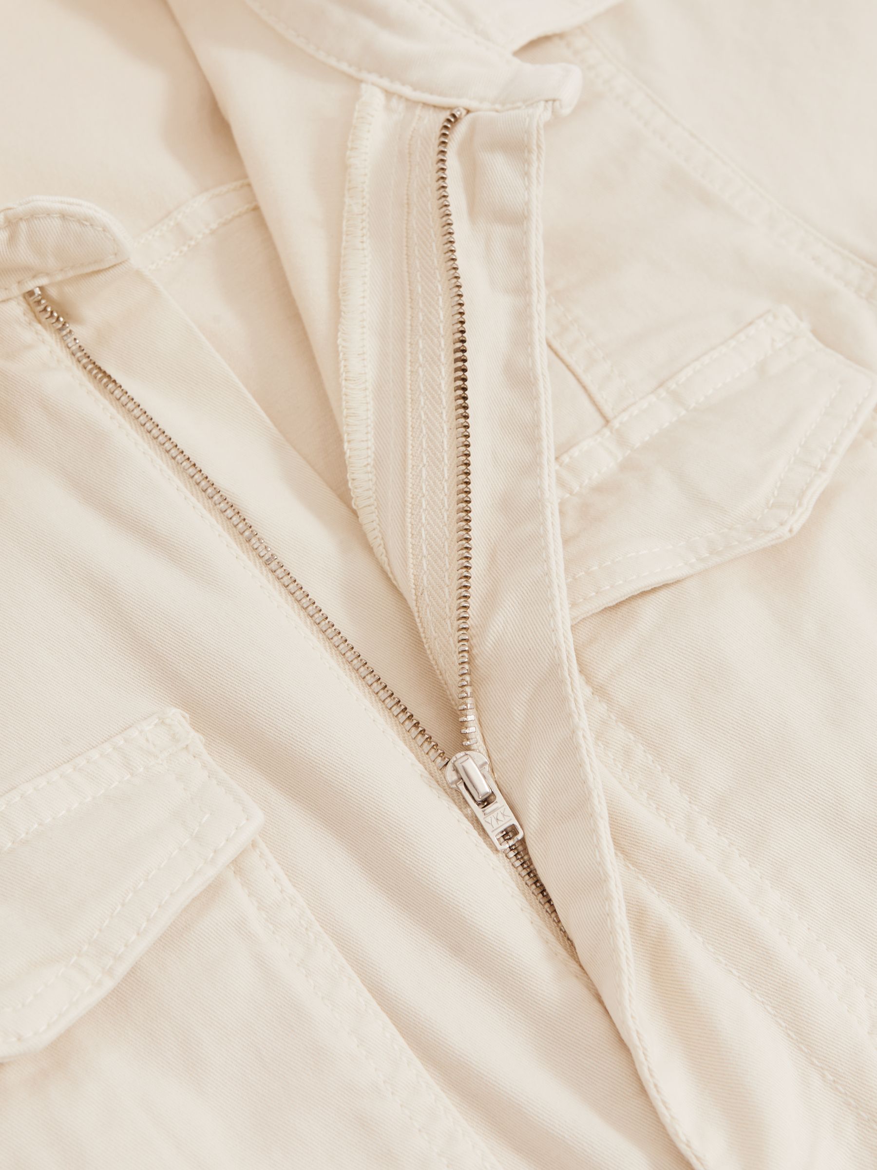 Good American Cotton Twill Jumpsuit with Stretch in Ecru