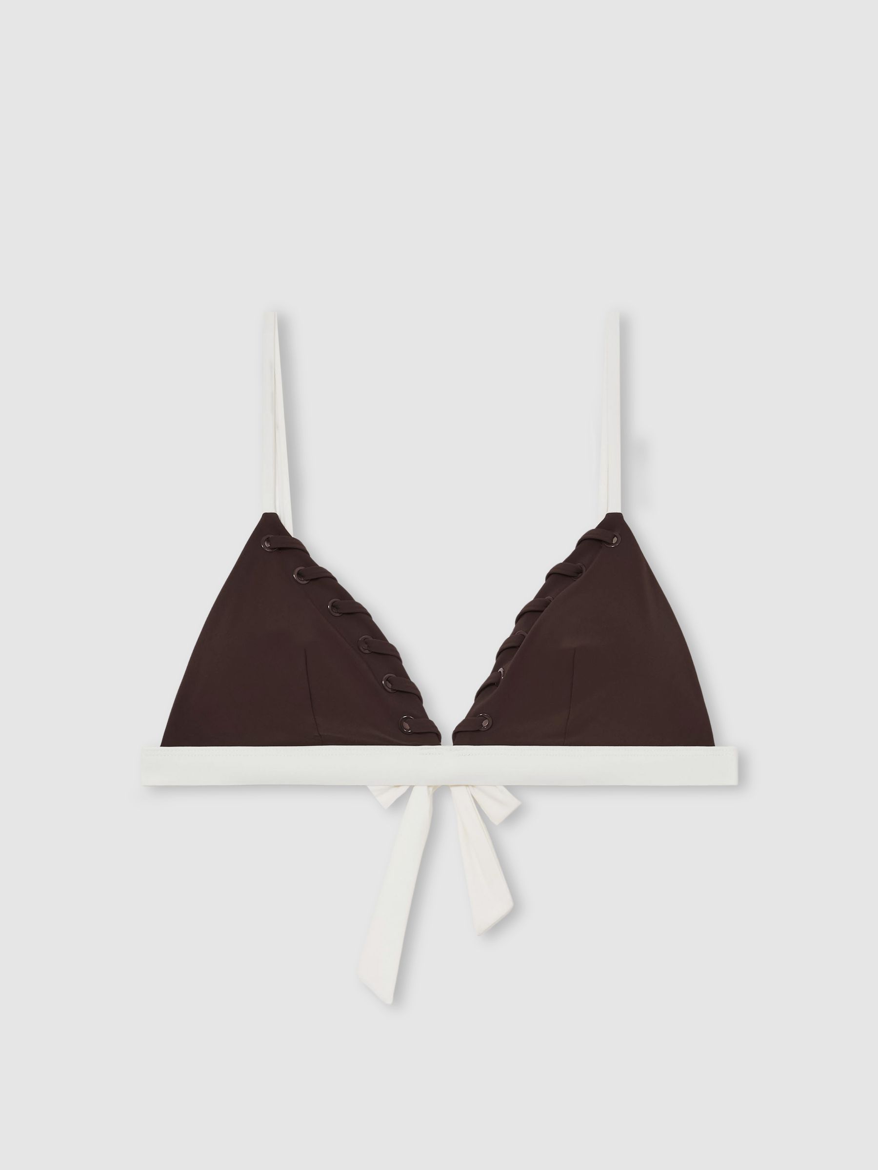 Whipstitch Triangle Bikini Top in Chocolate