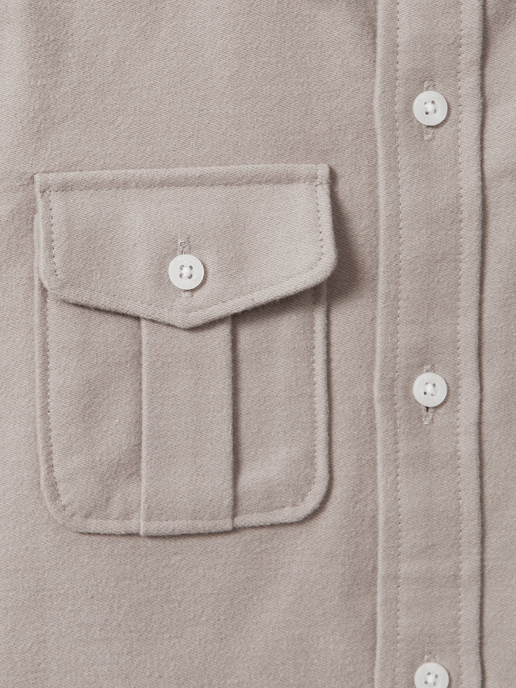 Senior Brushed Cotton Patch Pocket Overshirt in Oatmeal Melange