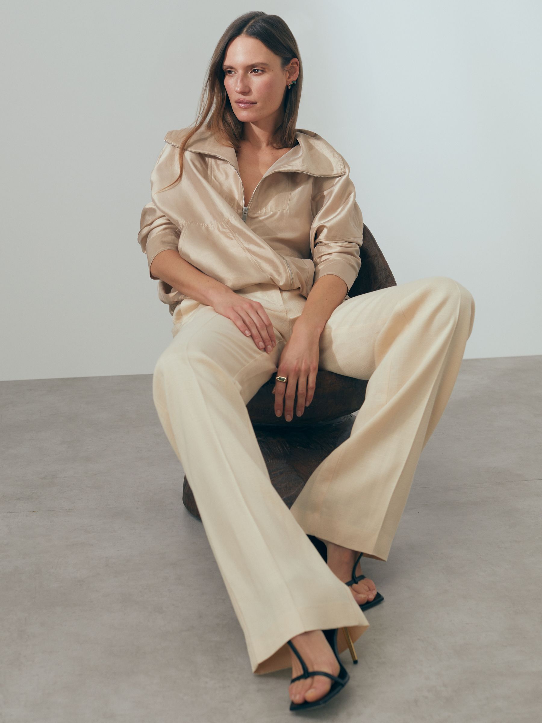 Atelier Zip-Through Jacket with Silk in Champagne