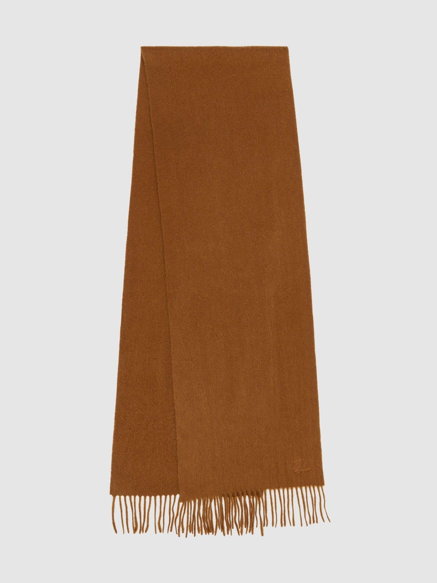 Wool and Cashmere Scarf in Tobacco