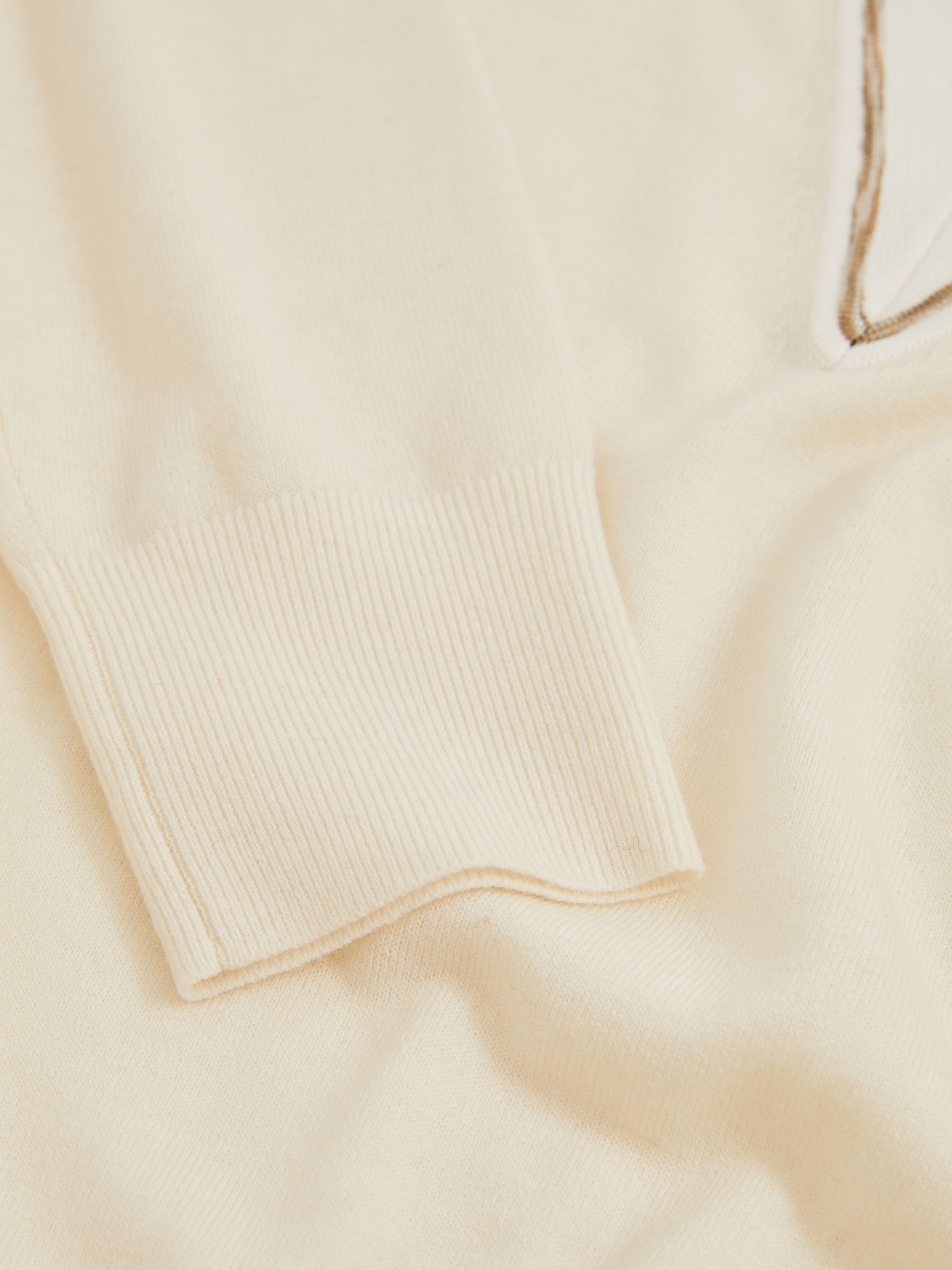 Wool Collared Cricket Jumper in Ivory