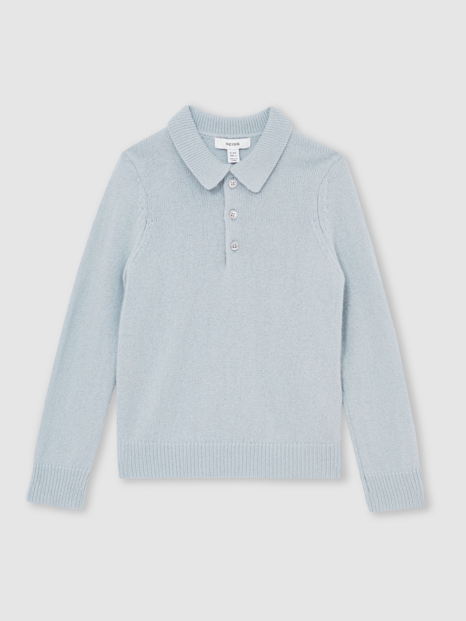 13-14 yrs Wool And Cashmere Polo Jumper in Blue Fog