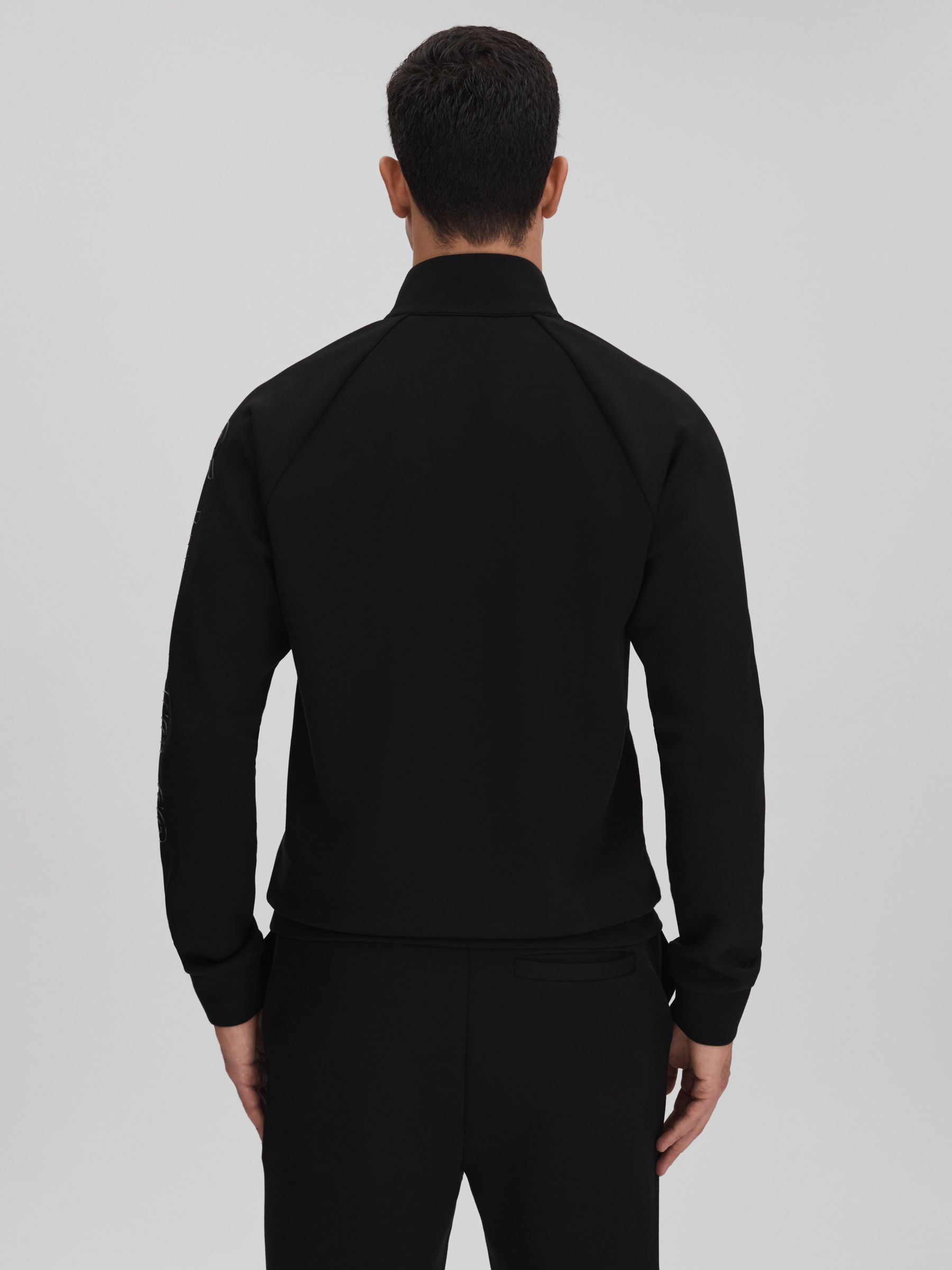 Interlock Jersey Half-Zip Funnel Neck Sweatshirt in Black