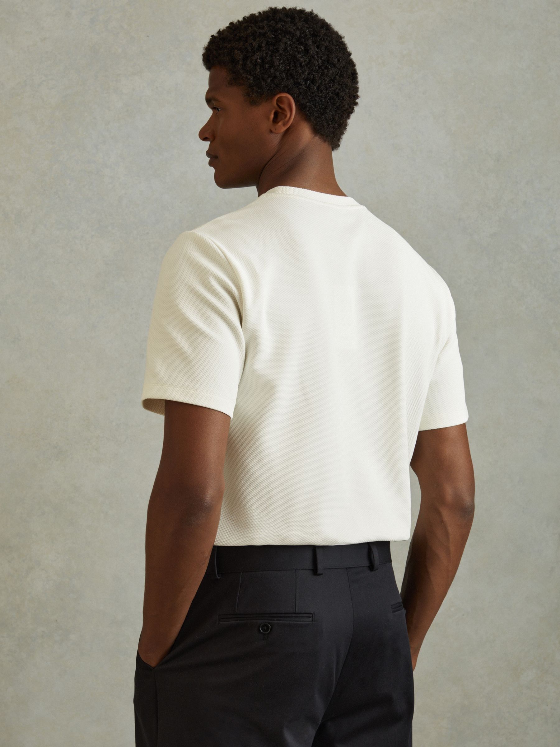 Textured Crew-Neck T-Shirt in Off White