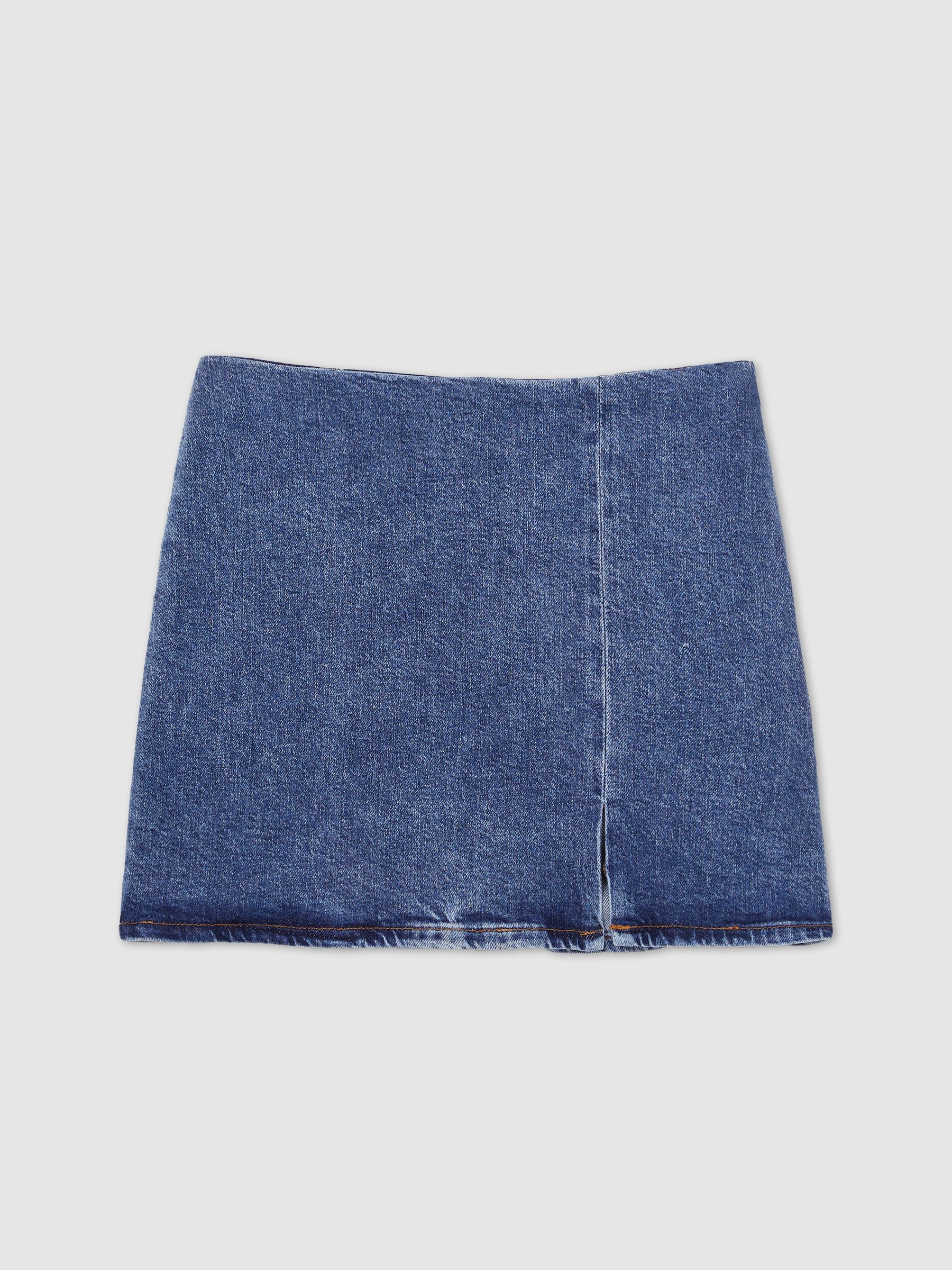 Denim Mini Skirt in Indigo Blue