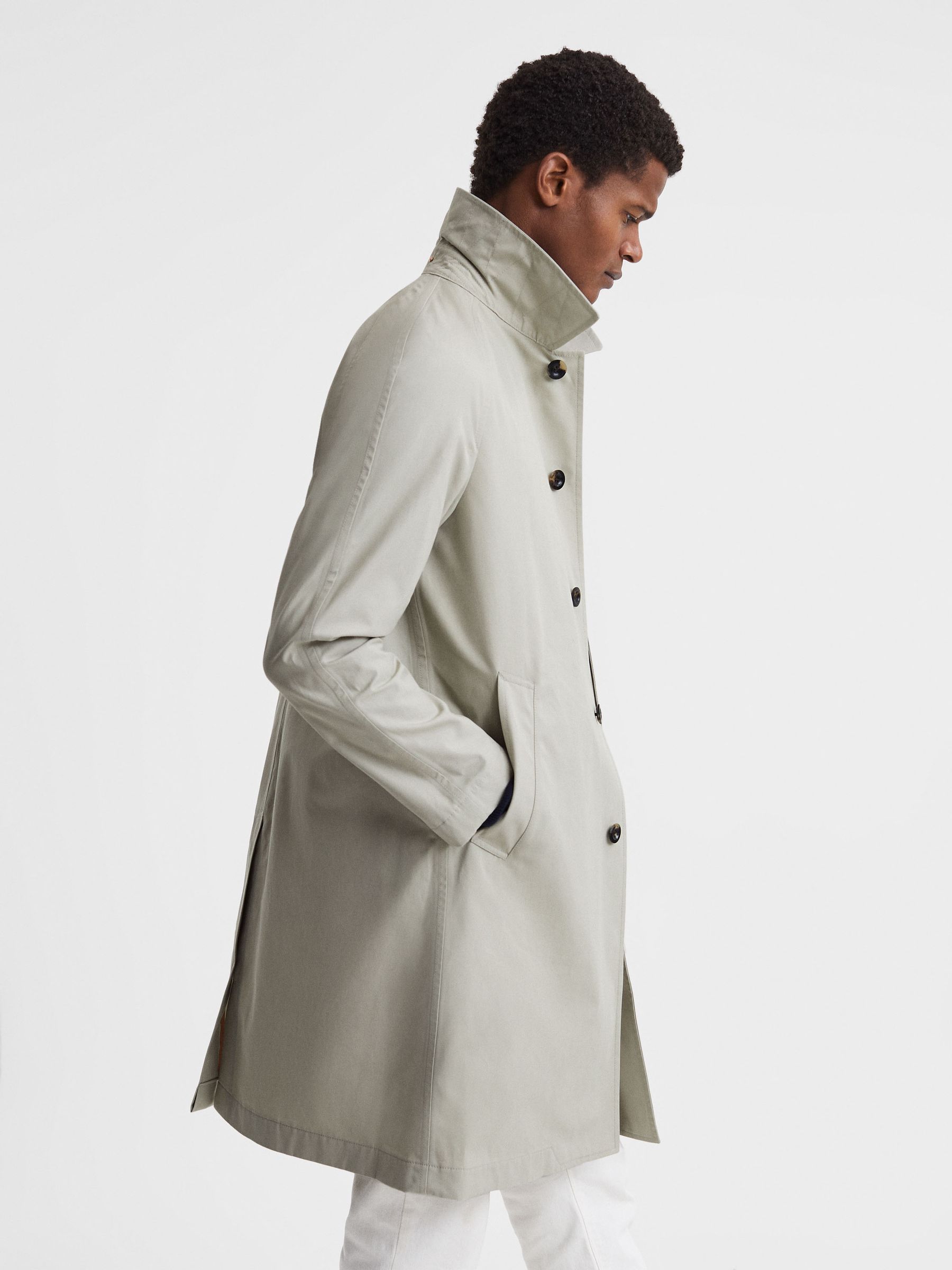 Private White Mid-Length Trench Coat in Stone