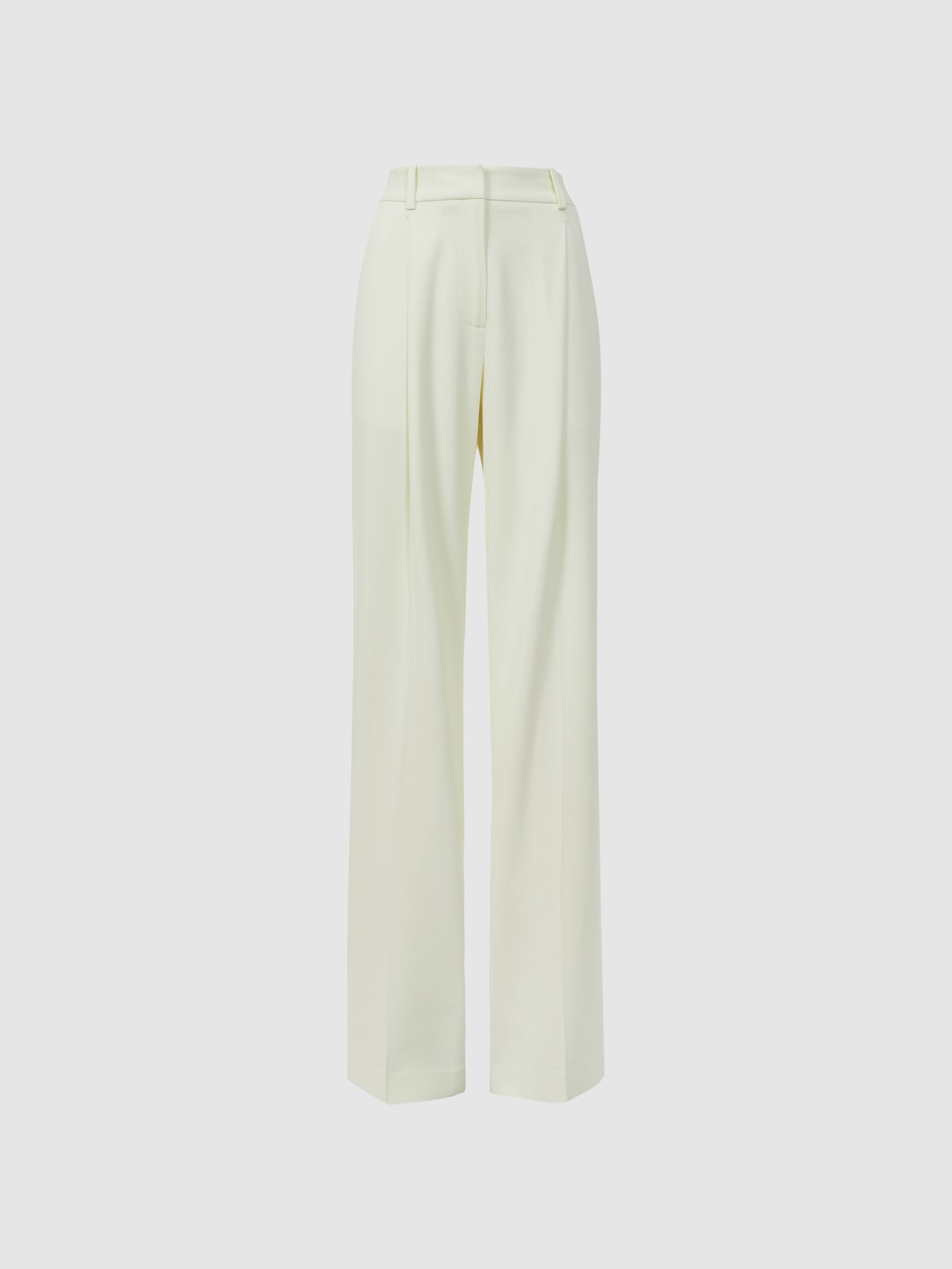 Mid Rise Wide Leg Trousers in Pale Yellow