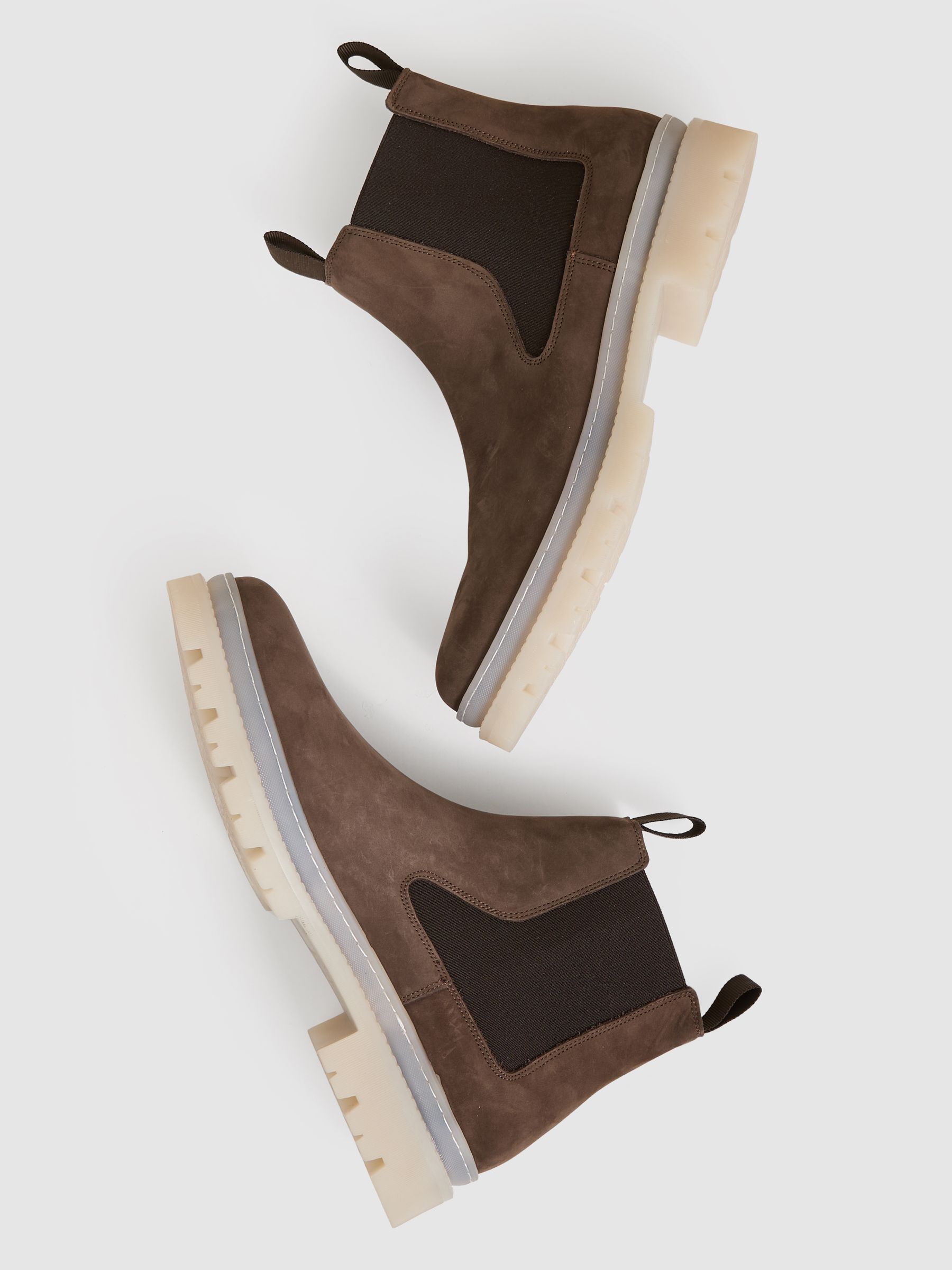 Suede Contrast Sole Chelsea Boots in Brown
