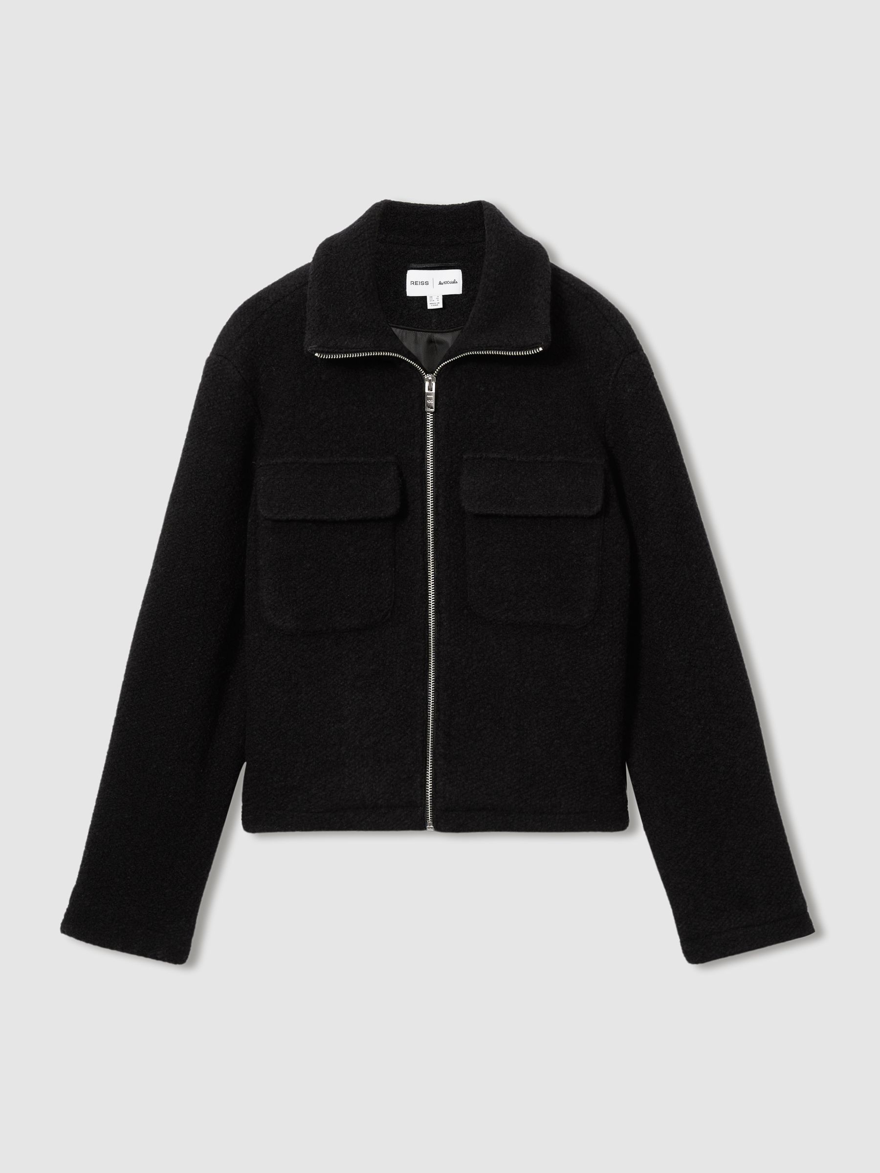 Reiss | Les 100 Ciels Textured Wool Jacket in Black