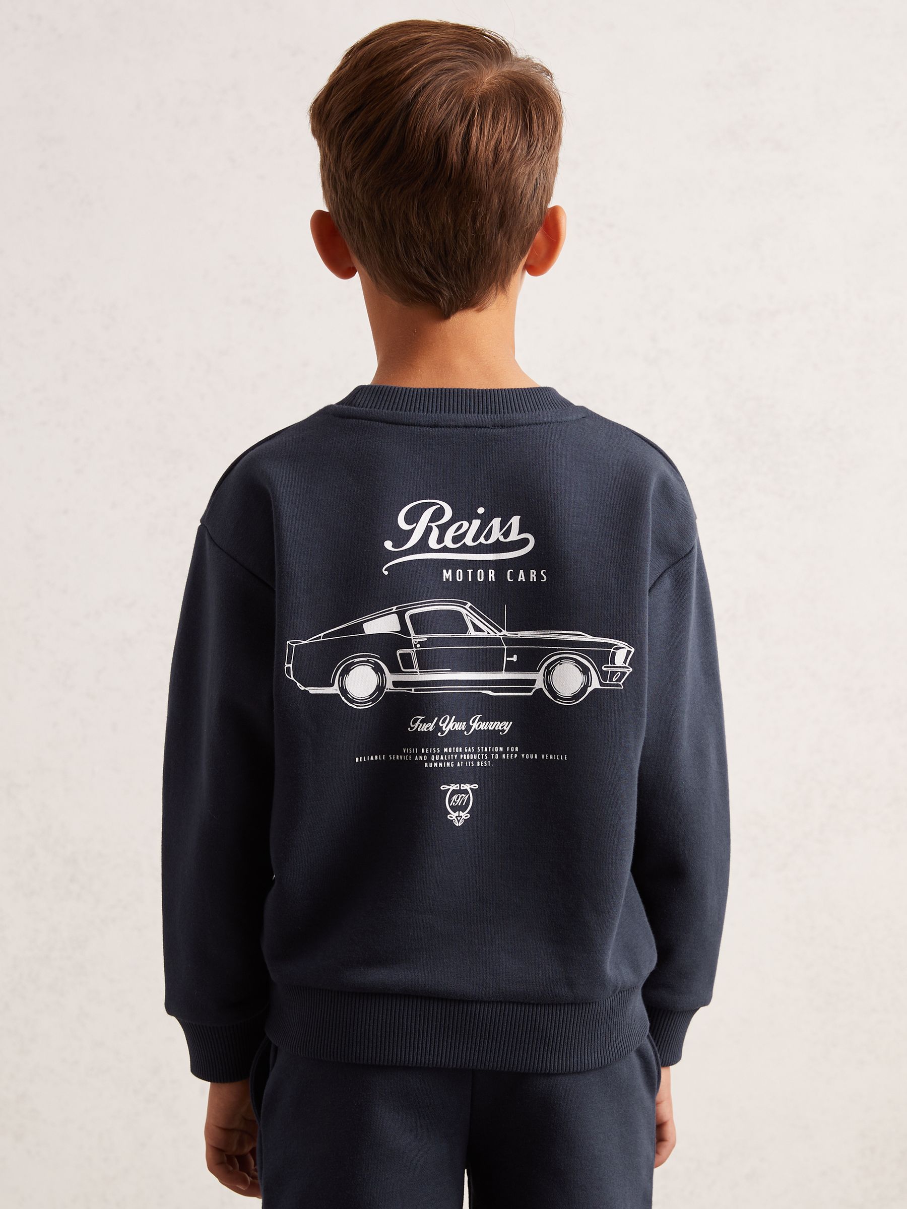 3-9 yrs Cotton Blend Motor Cars Sweatshirt in Washed Blue