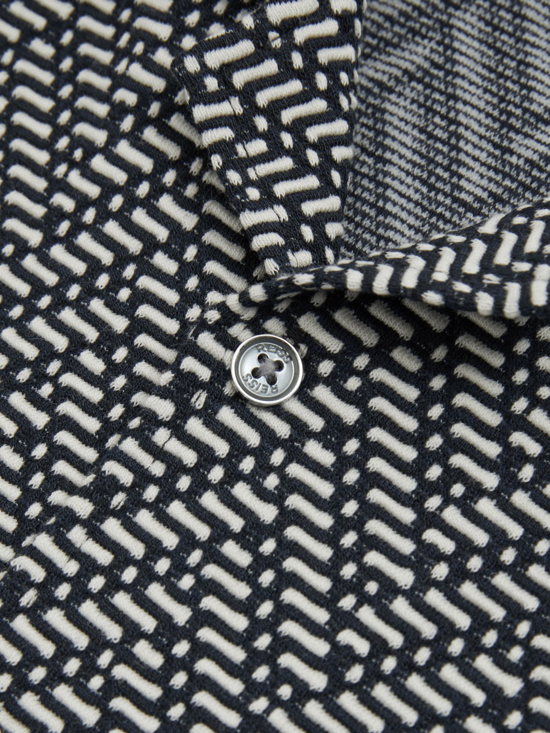 9-13 yrs Zig-Zag Cuban Collar Shirt in Navy