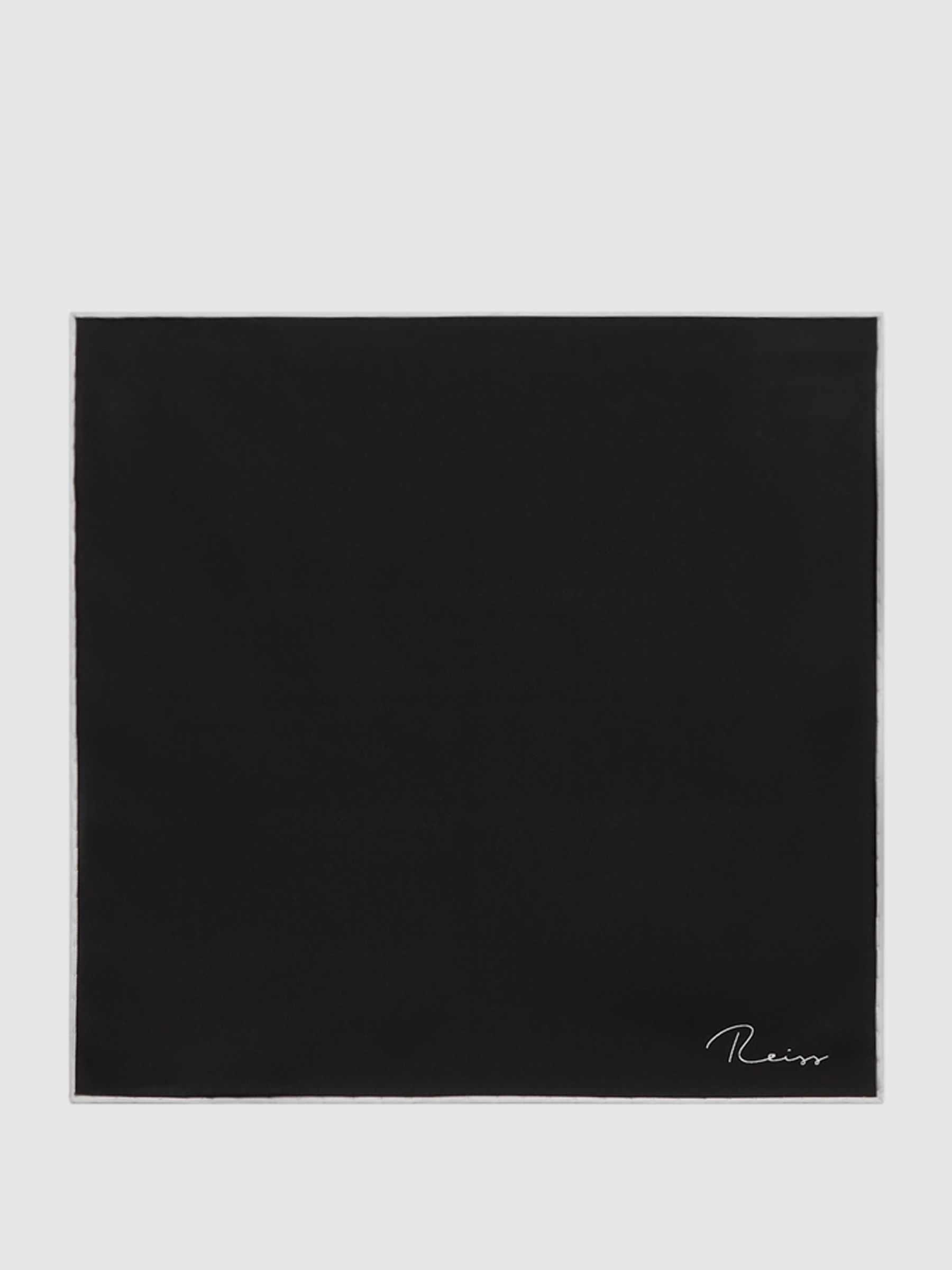 Plain Silk Pocket Square in Black