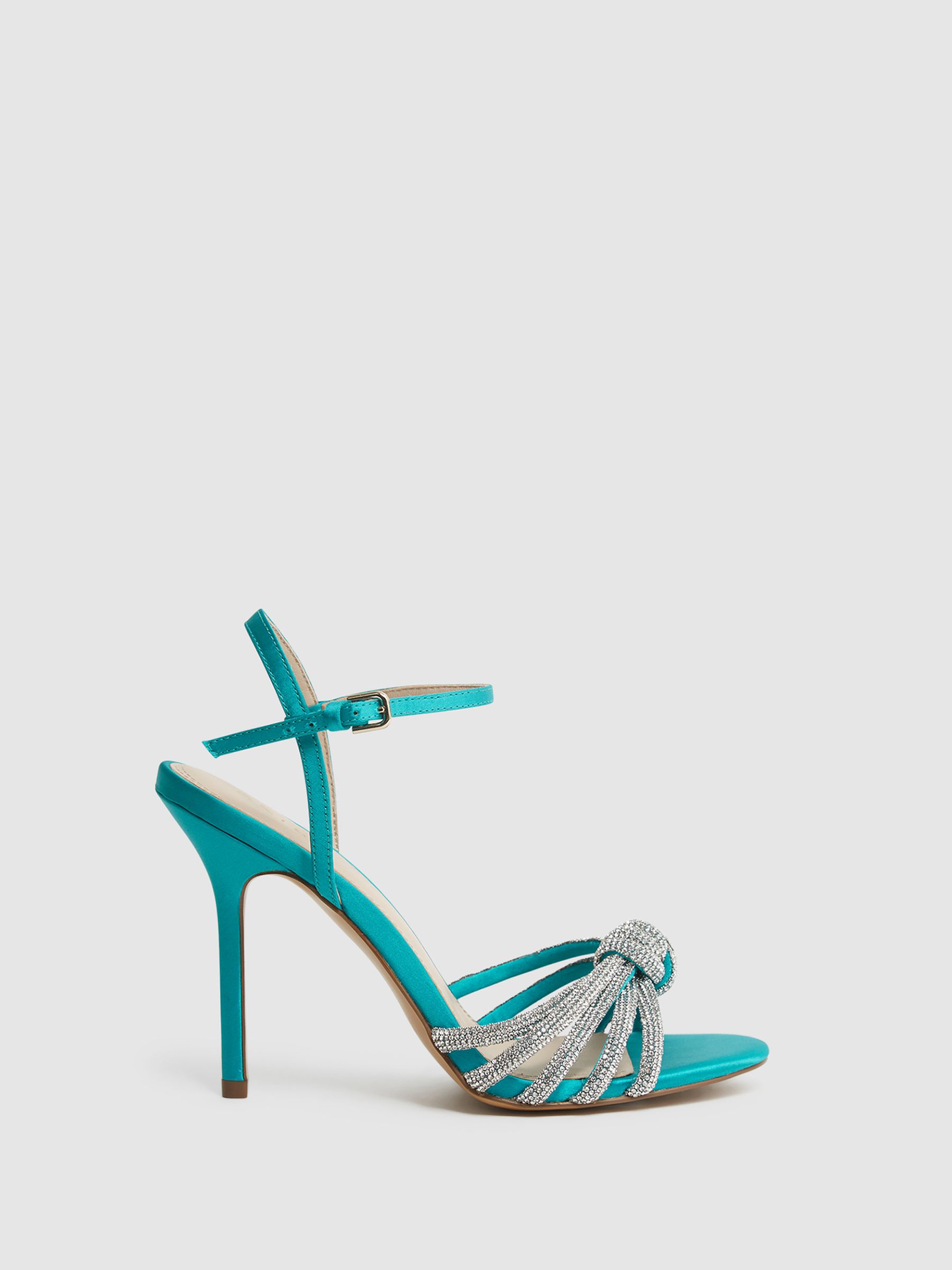 Embellished Heeled Sandals in Blue