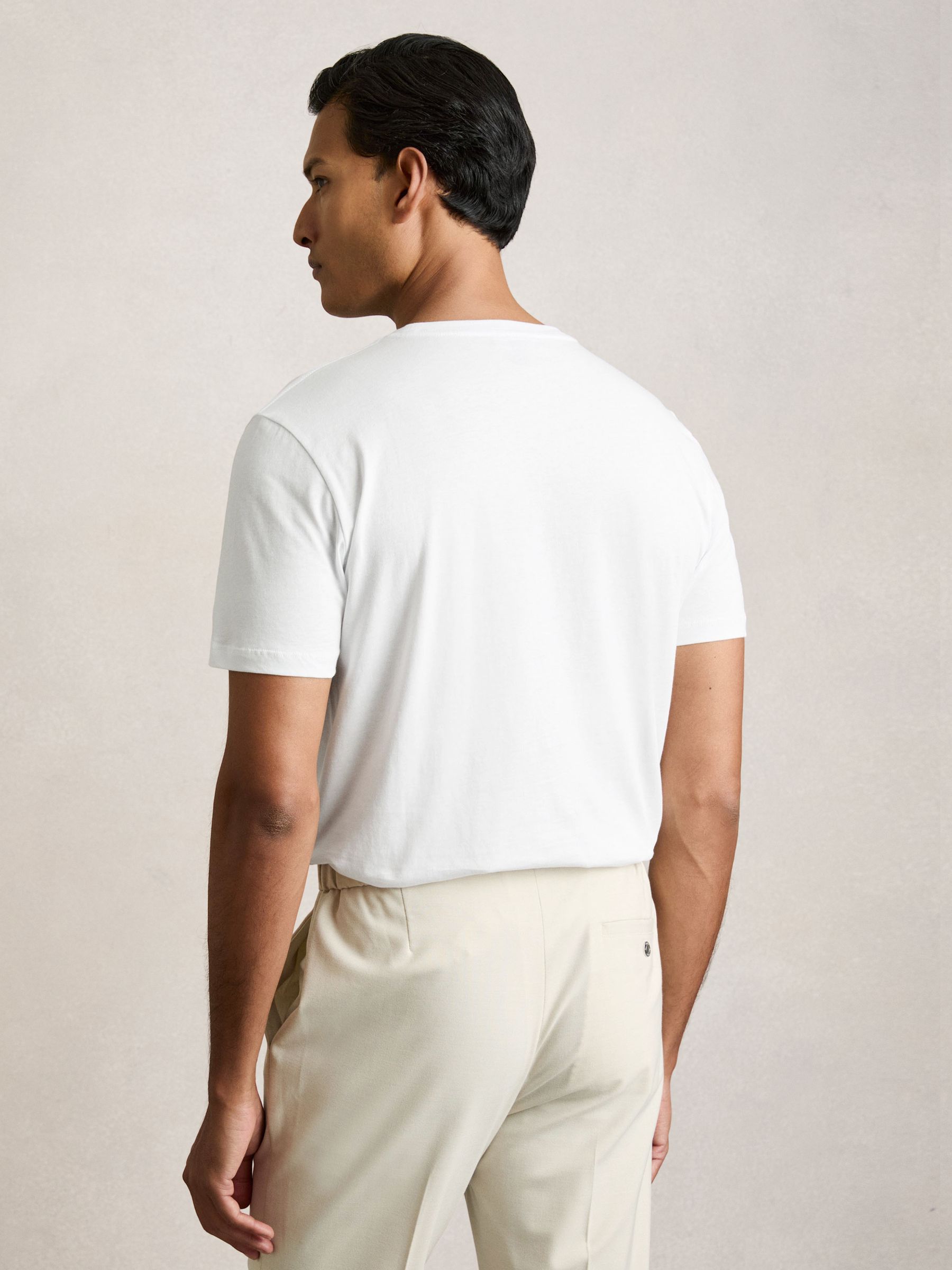 Cotton Crew-Neck T-shirts 3 Pack in White/Navy/Airforce Blue