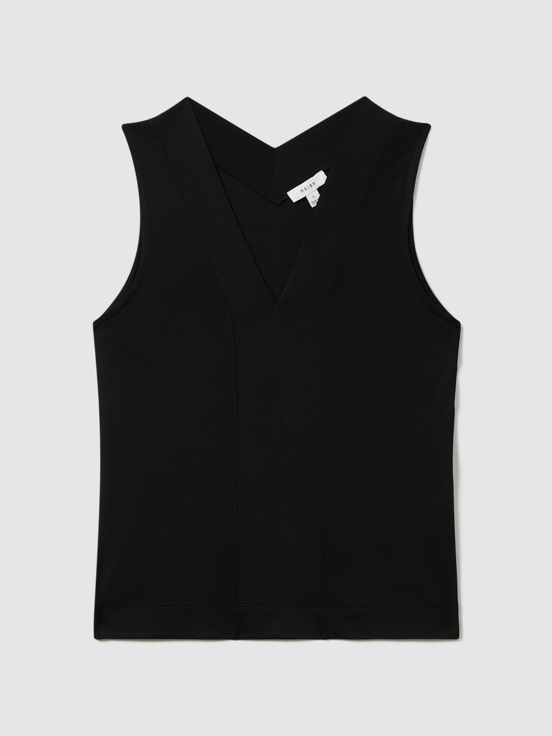 V-Neck Shell Top in Black