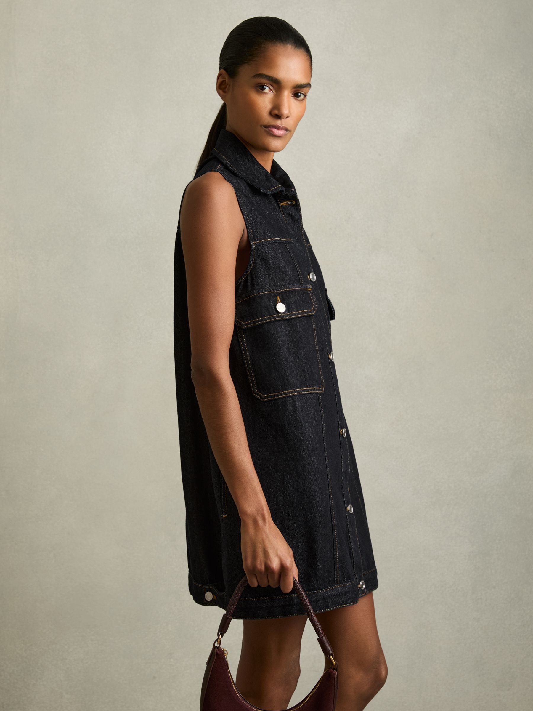 Sleeveless Denim Shift Dress in Indigo