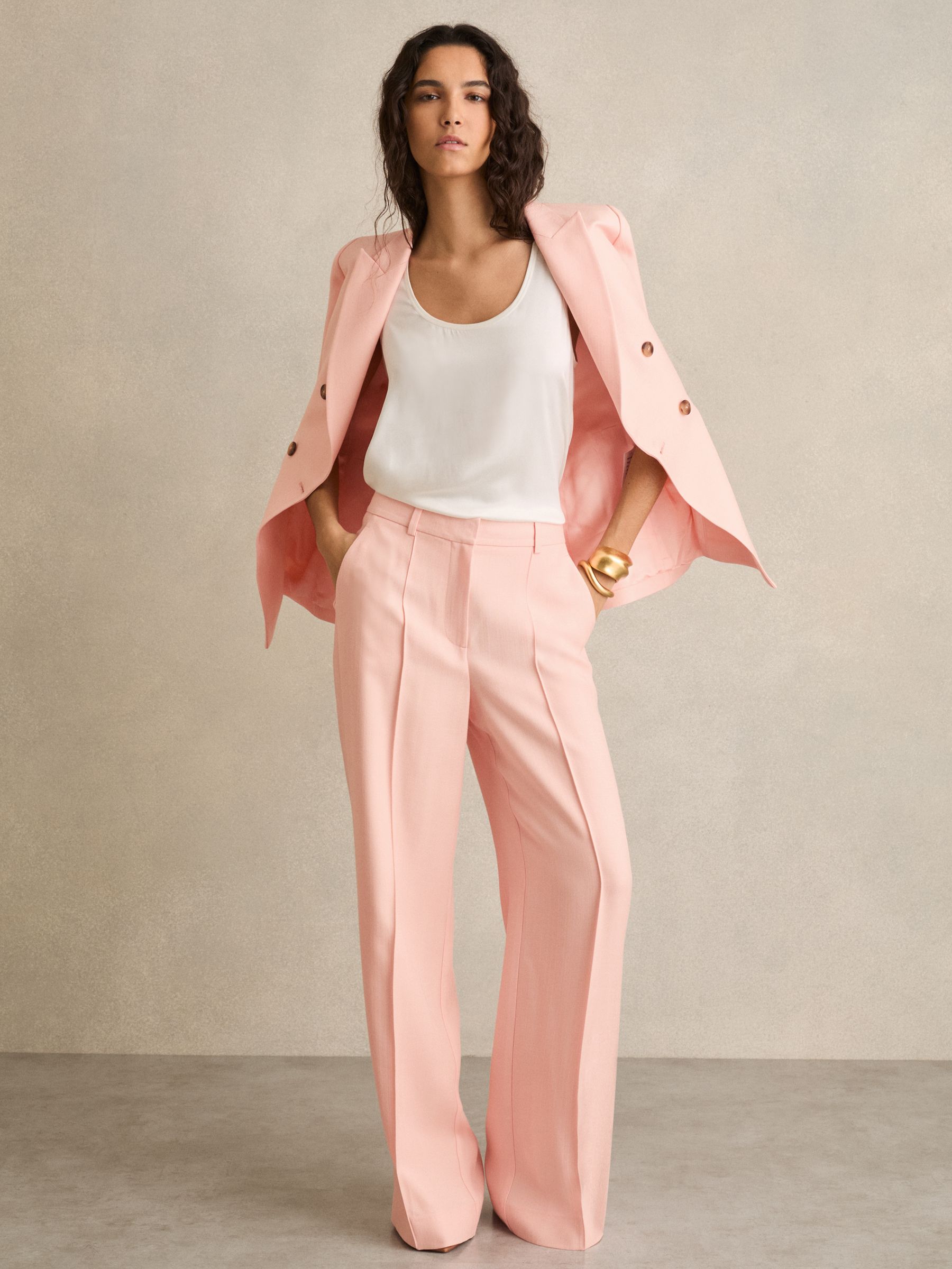 Petite Wide-Leg Suit Trousers in Pink