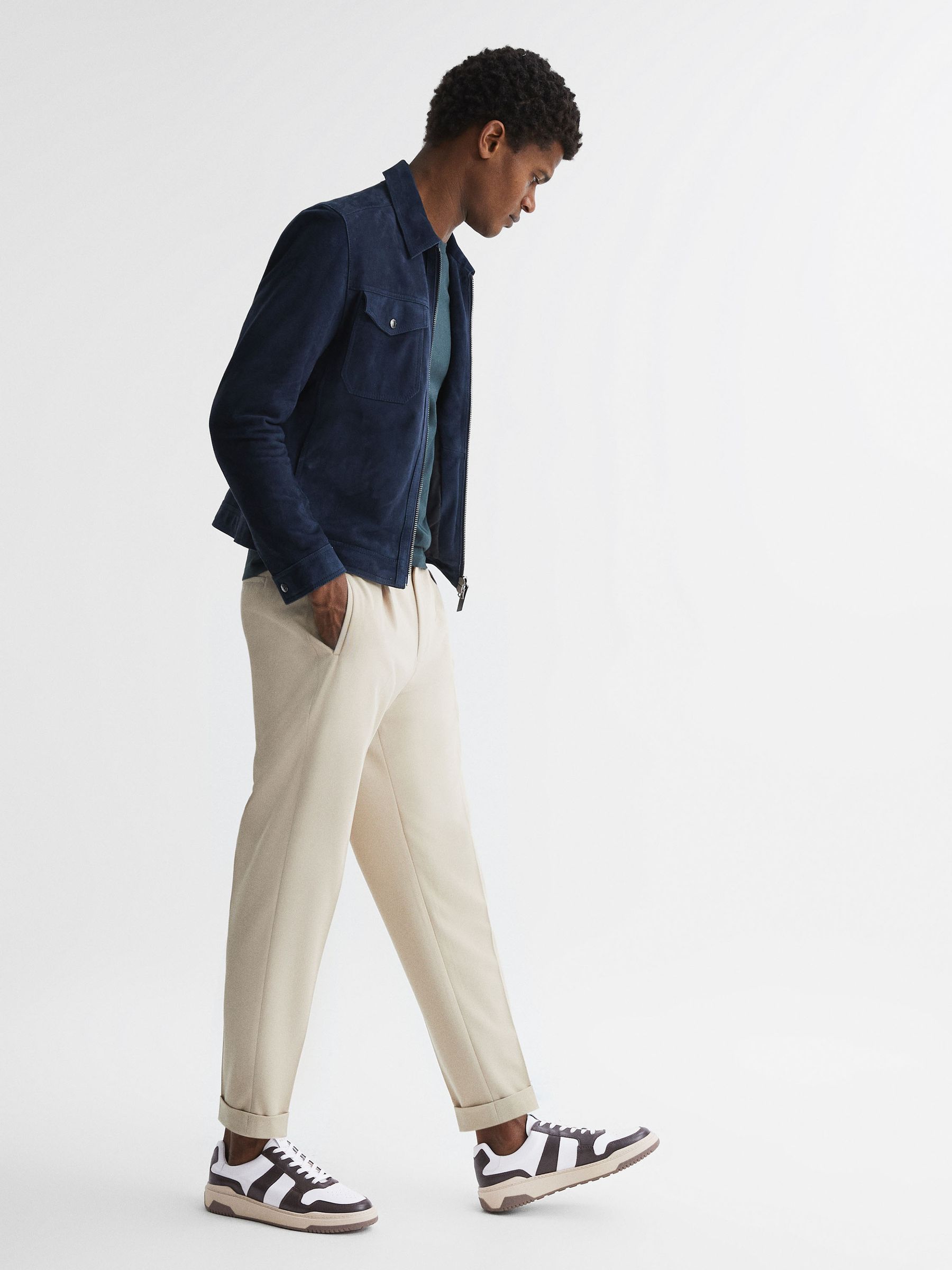 Low Top Leather Trainers in Brown