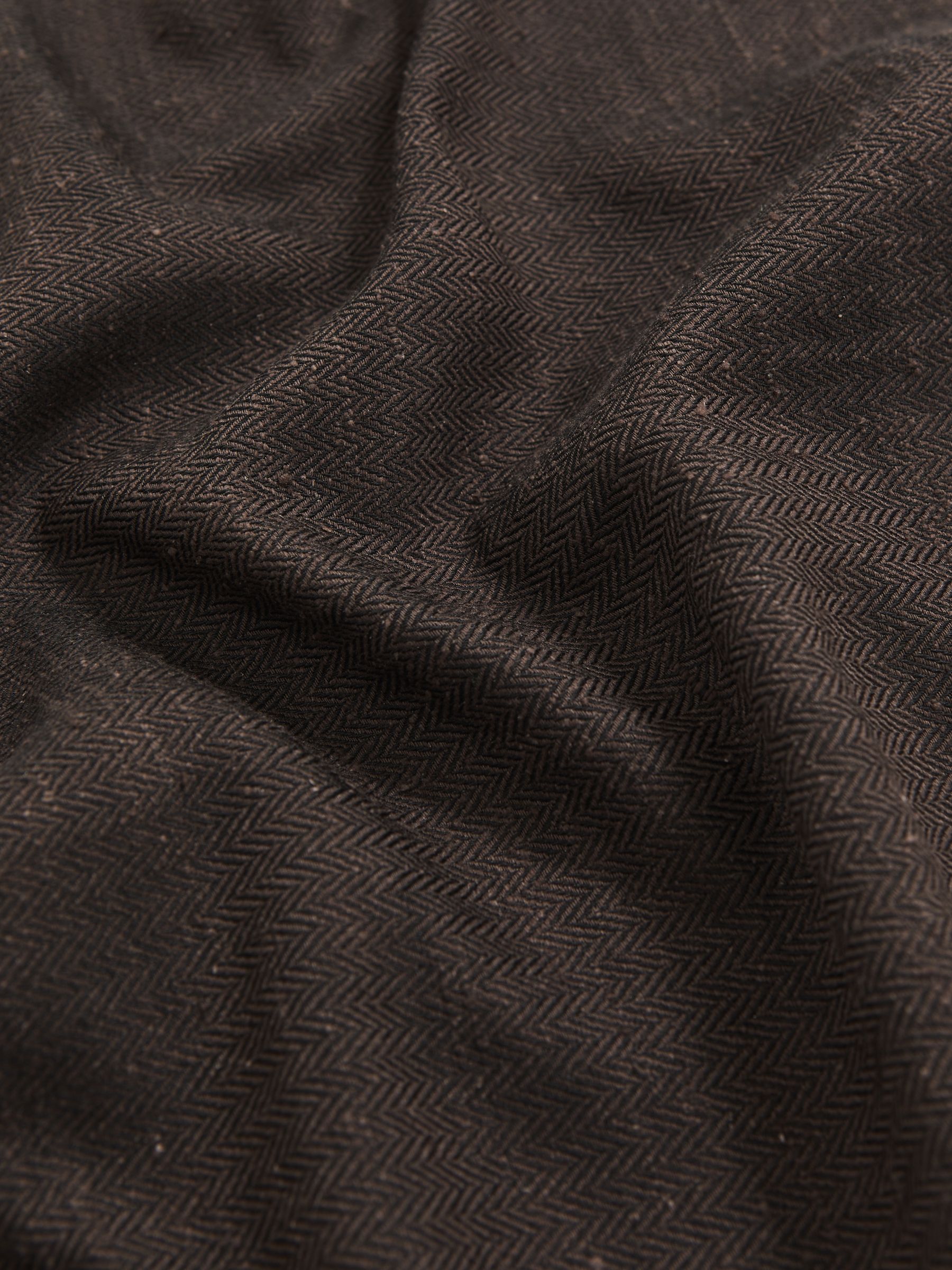 Silk Blend Herringbone Pocket Square in Chocolate Brown