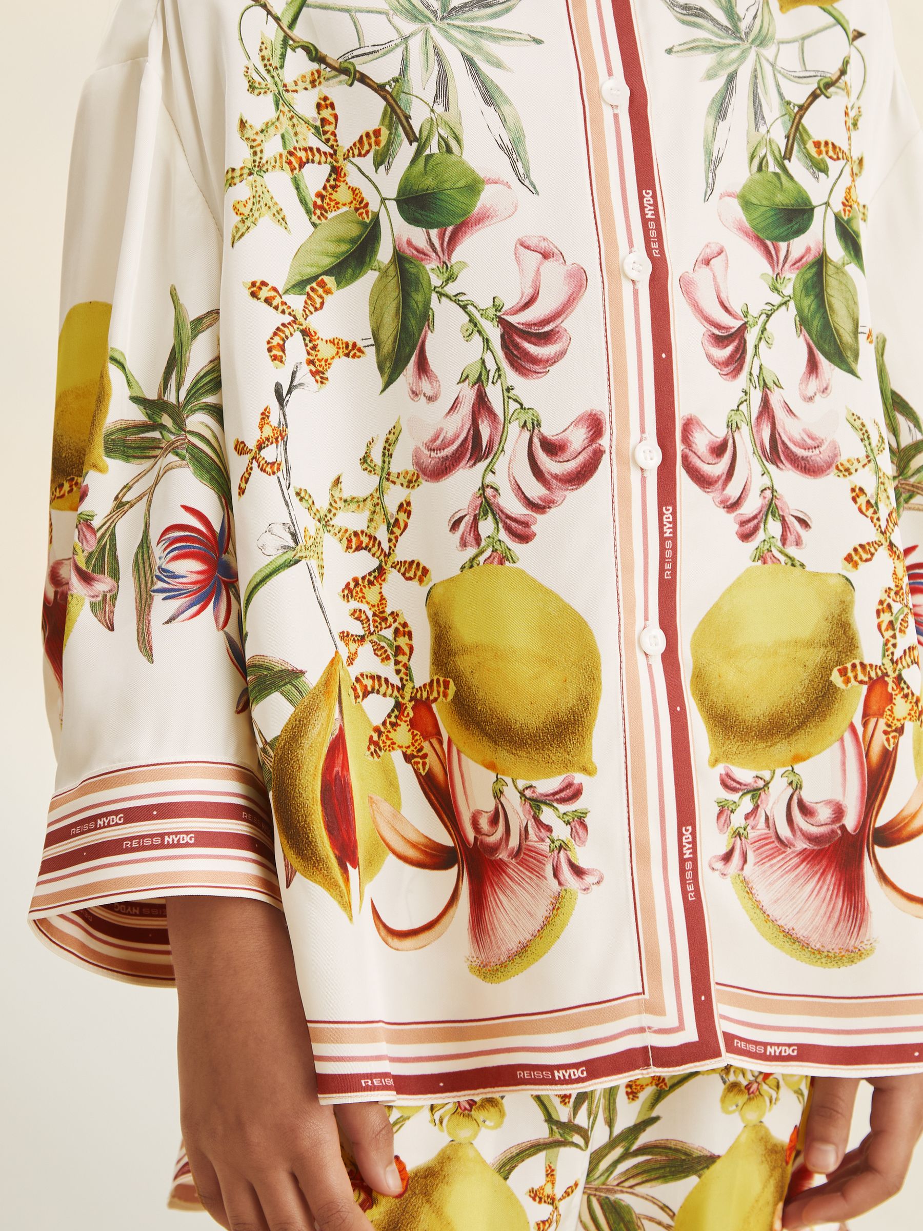 4-9 yrs Reiss | NYBG Satin Floral-Print Shirt in Ivory