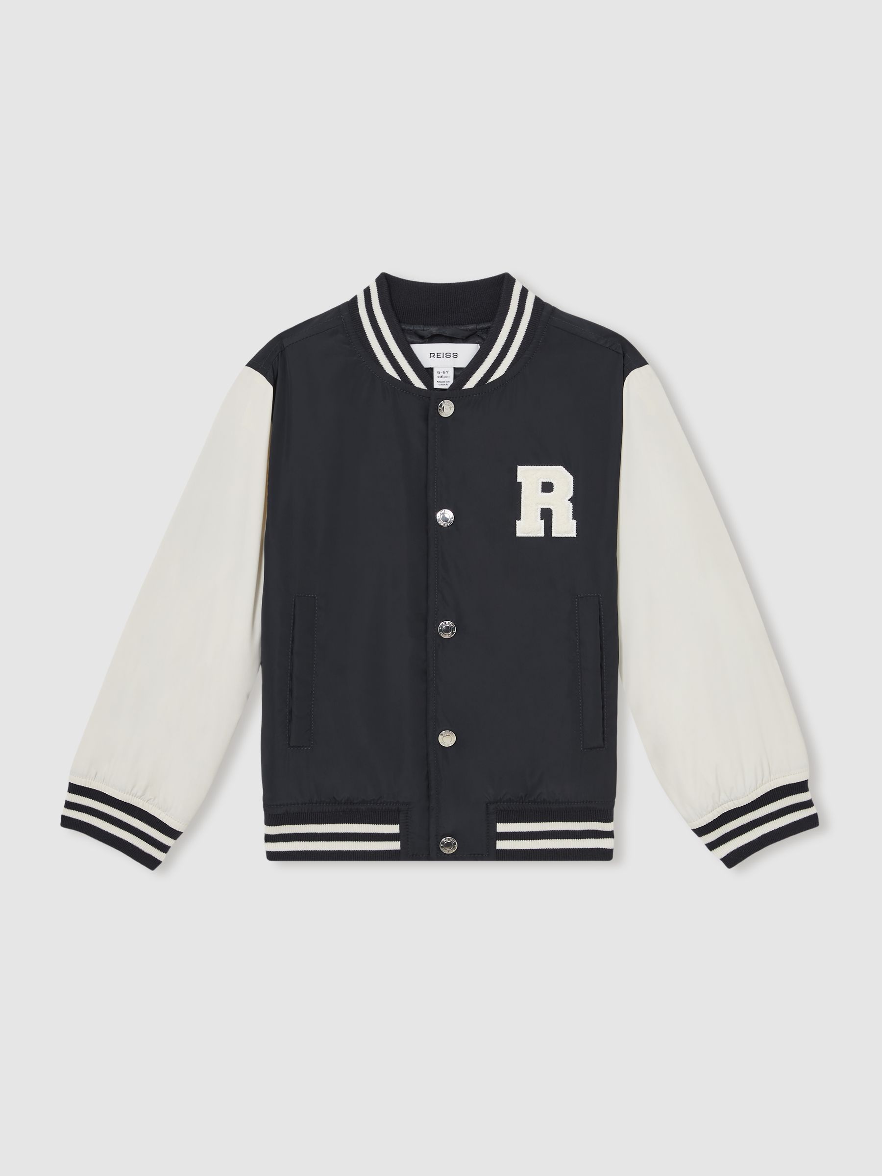 3-9 yrs Colour-Block Varsity Bomber Jacket in Navy/ Off White