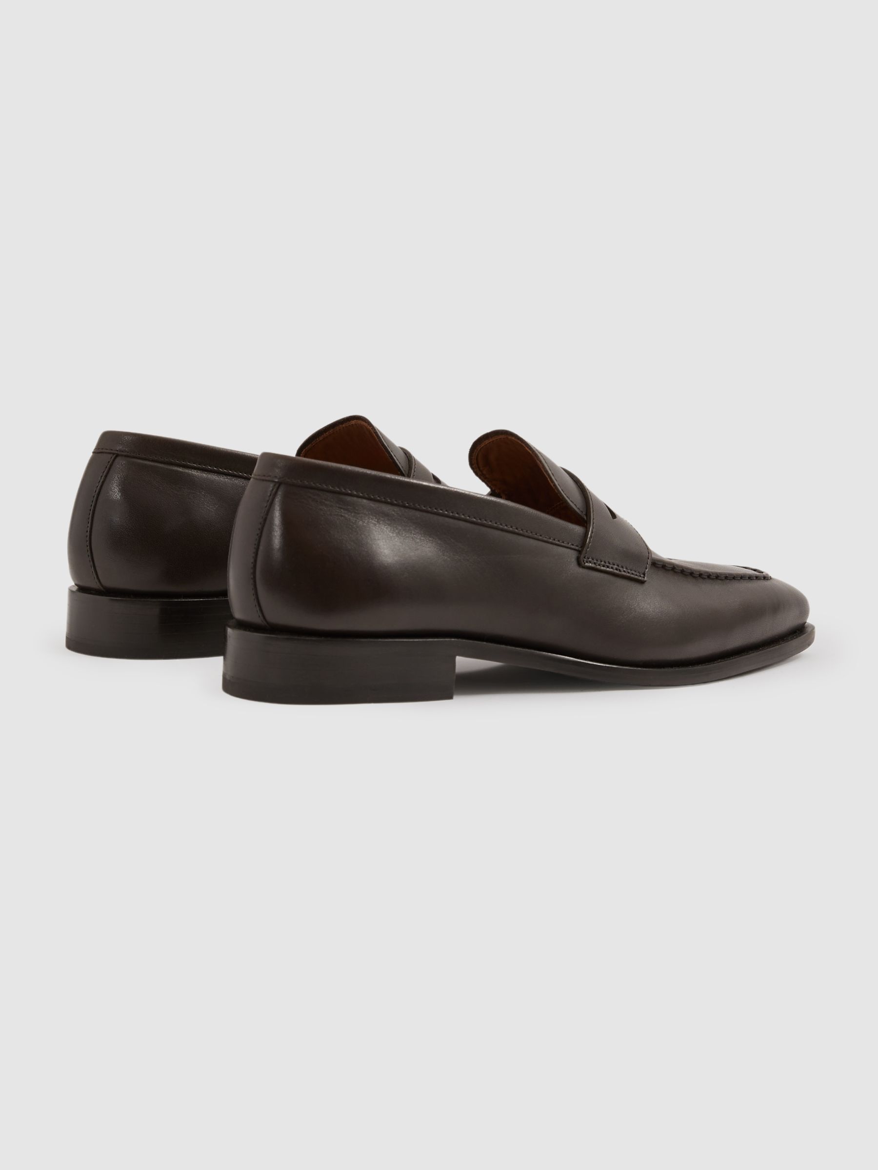 Leather Saddle Loafers in Dark Brown