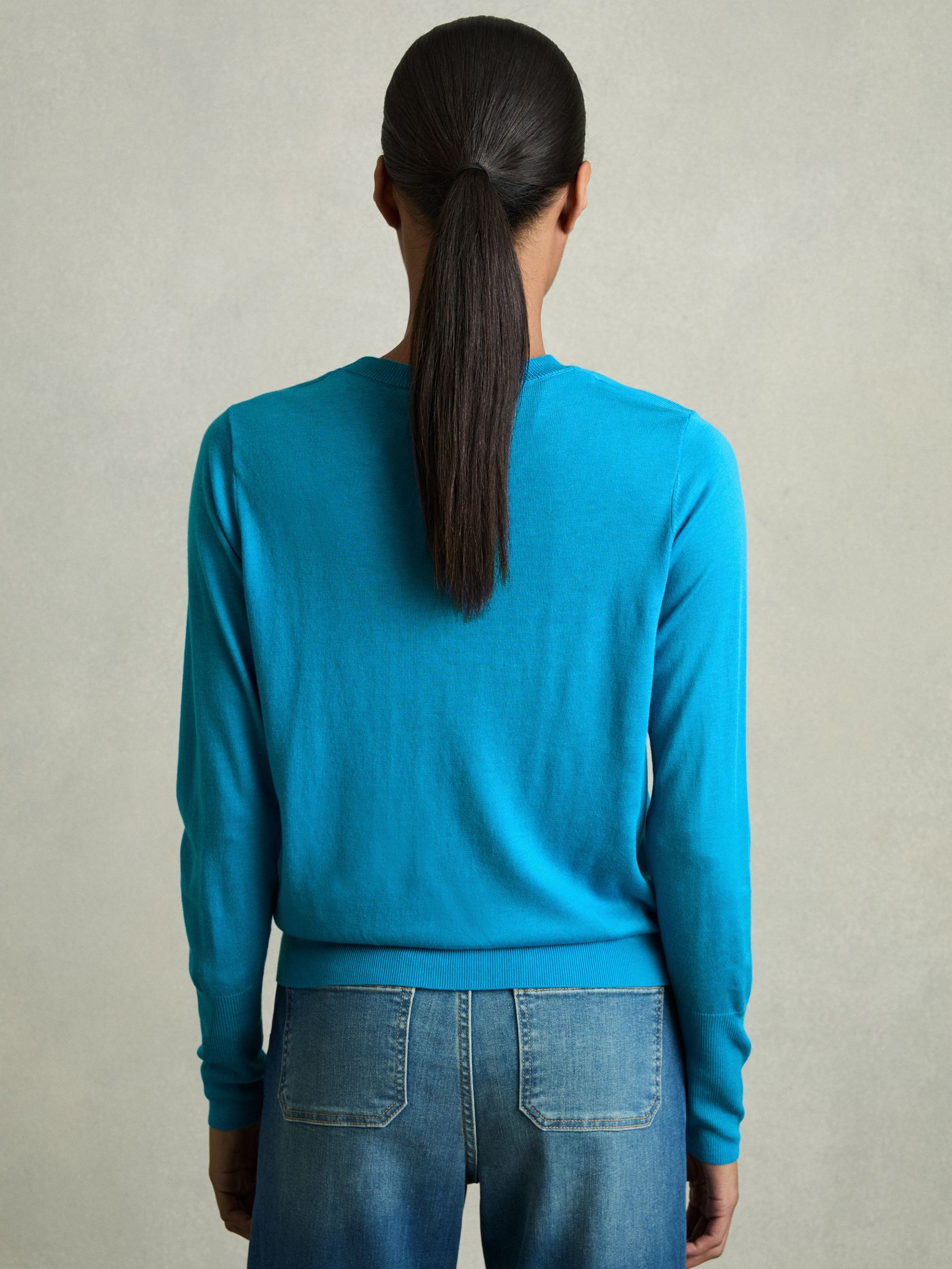 Fine-Knit Crew-Neck Jumper With Cashmere in Blue