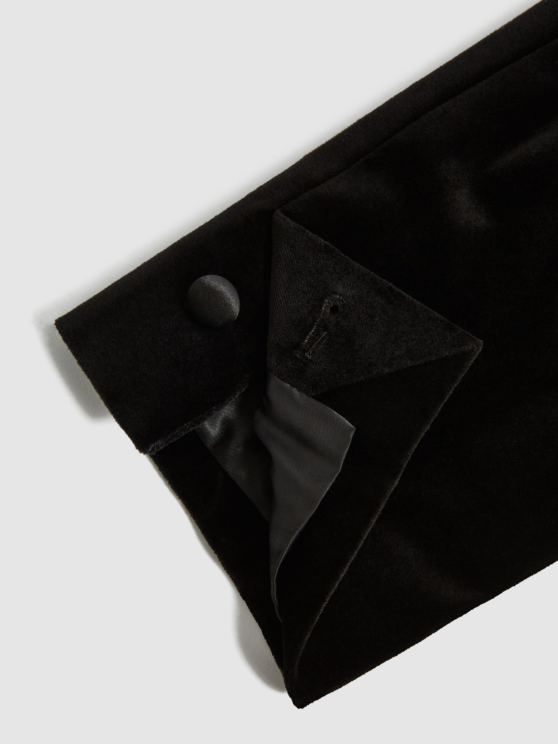 Velvet Single Breasted Slim Fit Jacket in Black