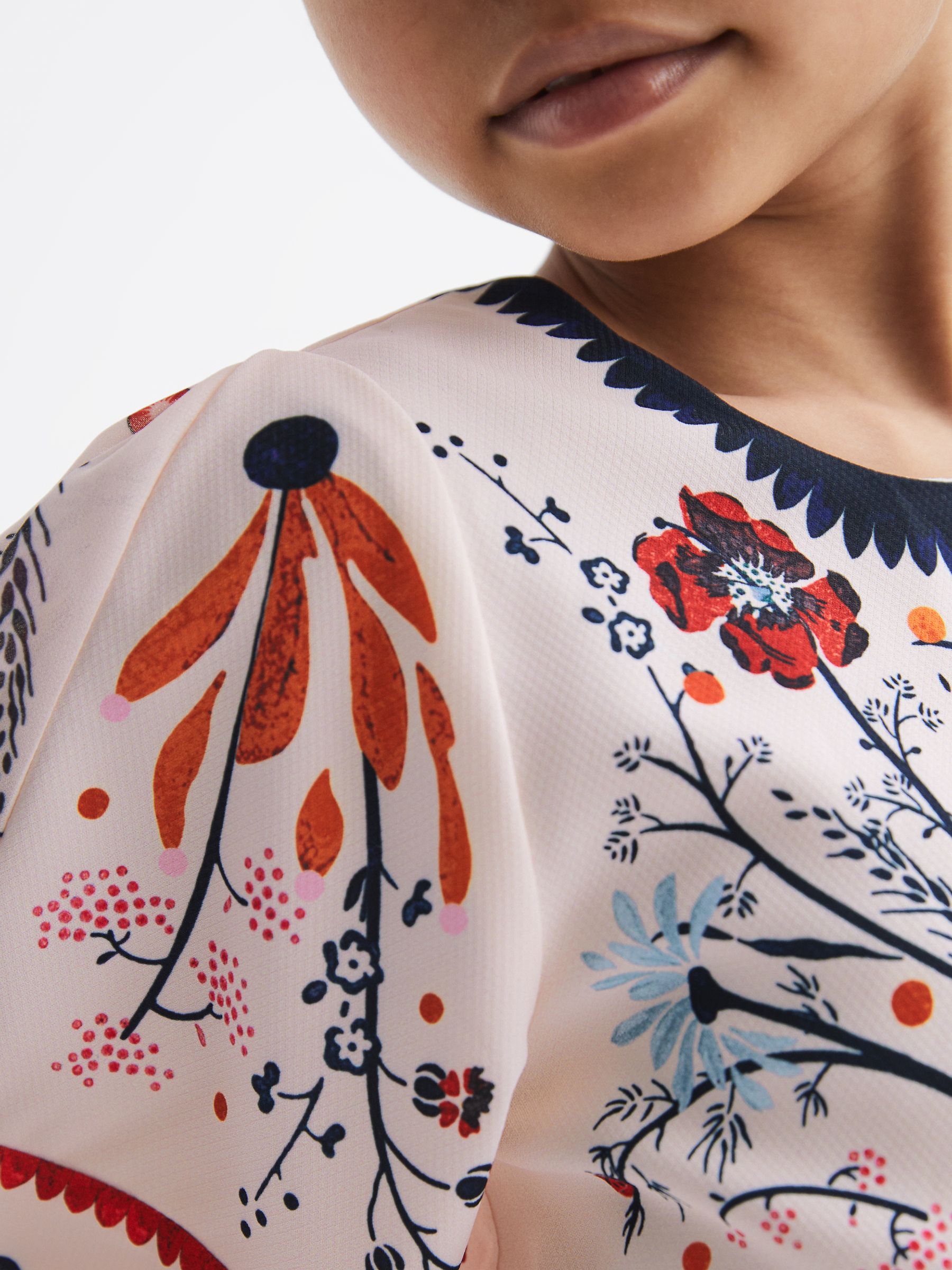 Senior Floral Printed Dress in Ivory