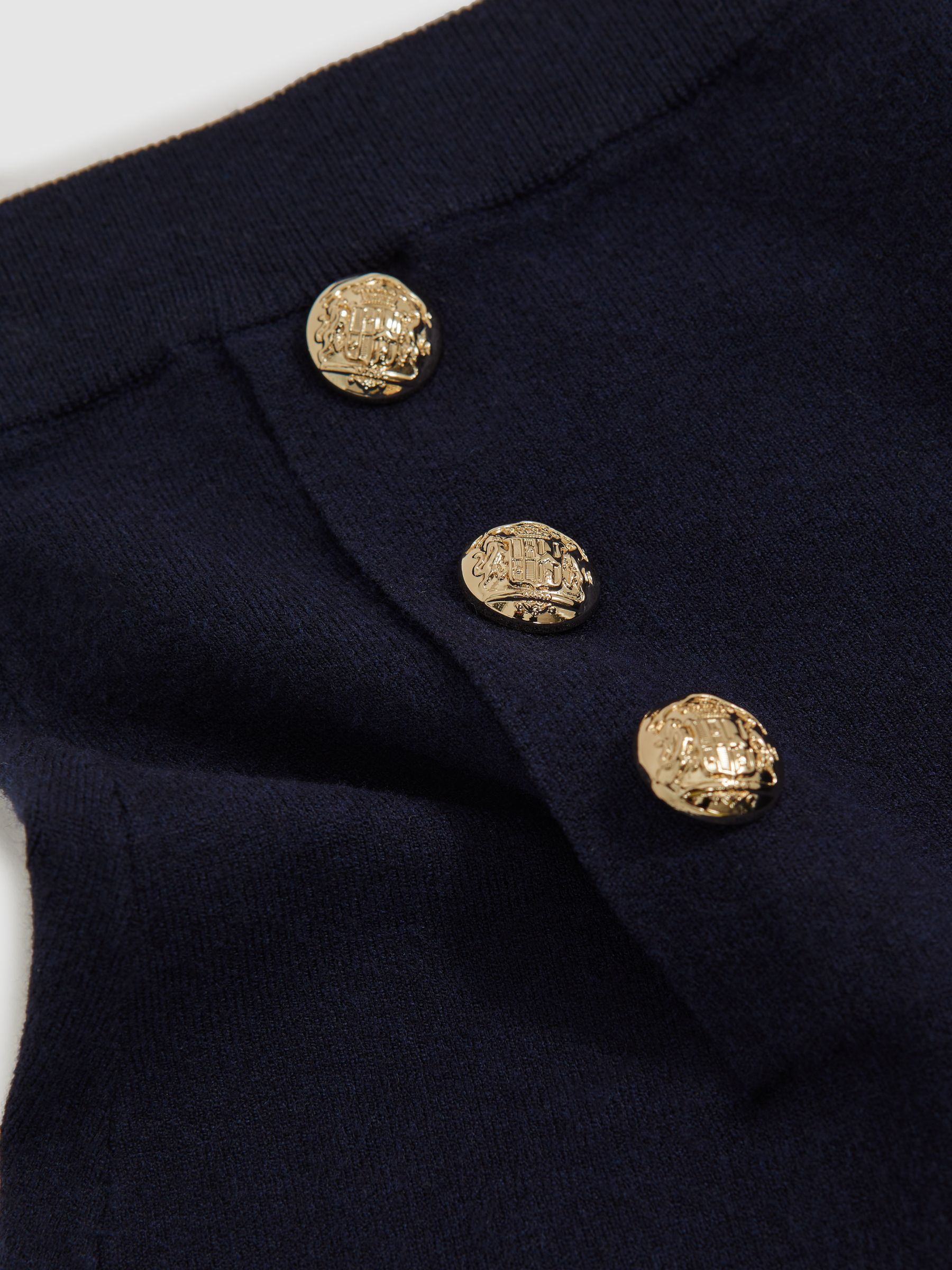 13-14 yrs Knitted Button-Detail A-Line Skirt in Navy