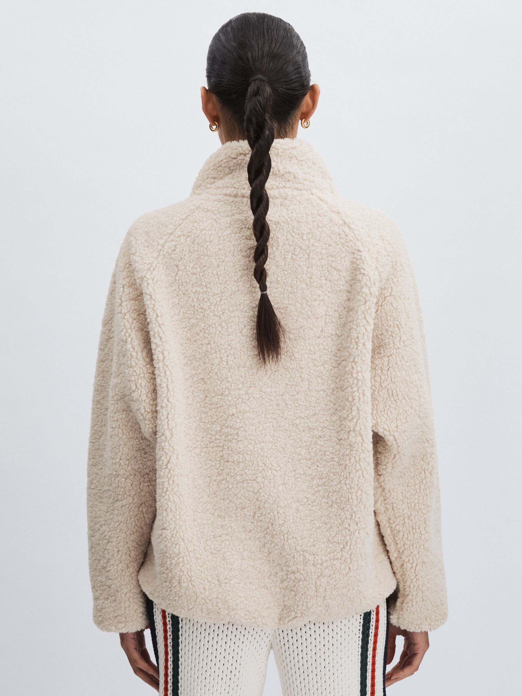 Press Stud Fleece Sweatshirt in Natural