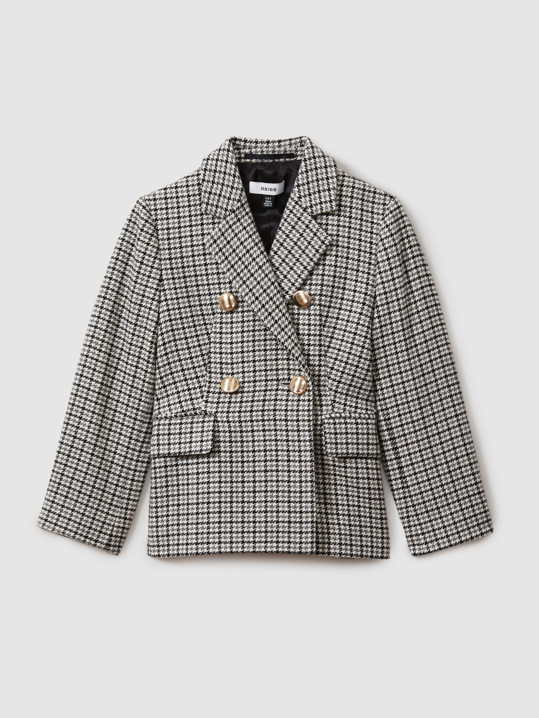 9-13 yrs Checked Double Breasted Suit Blazer in Black