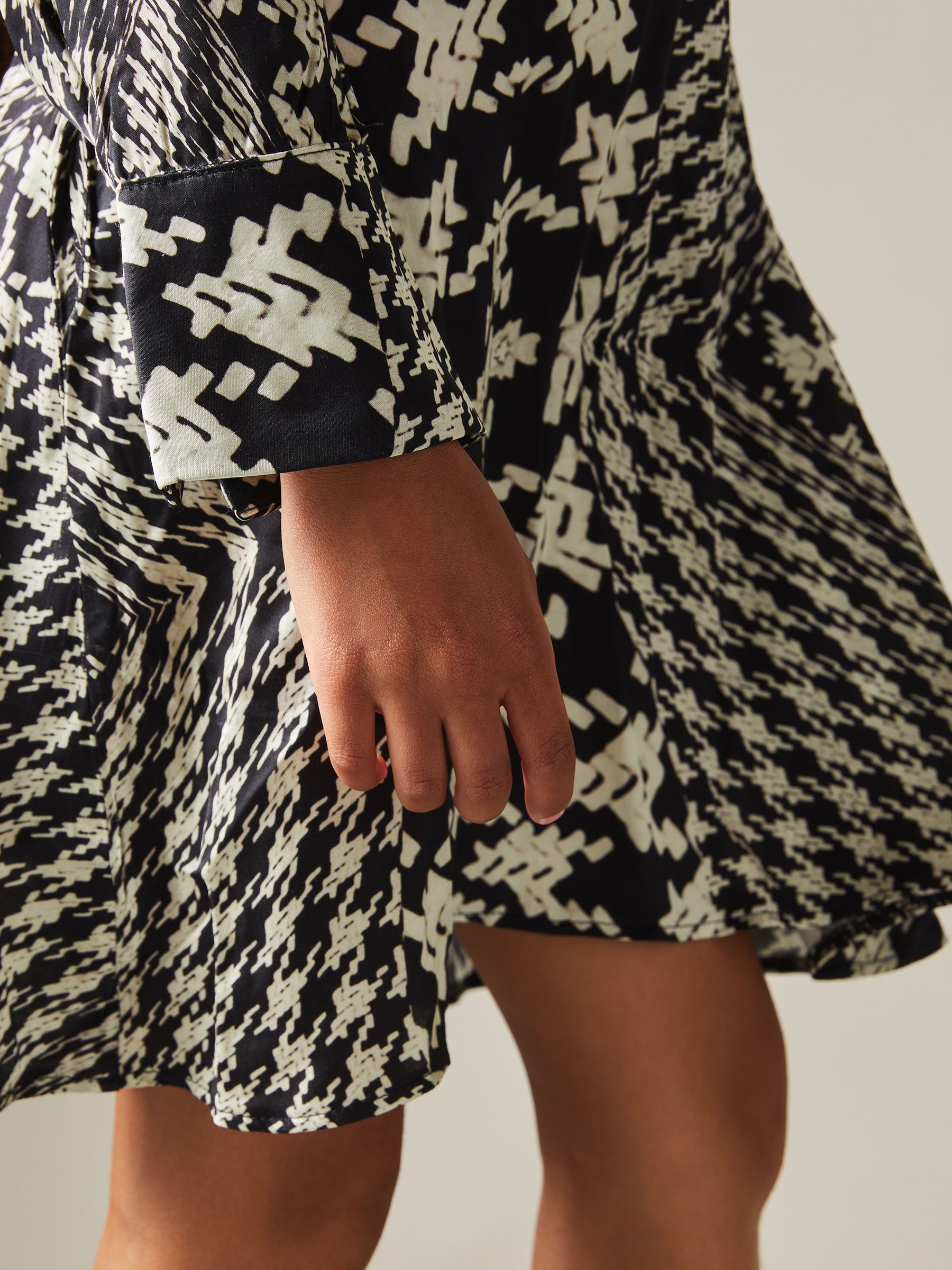 9-13 yrs Dogtooth Flared Hem Dress in Black/Cream