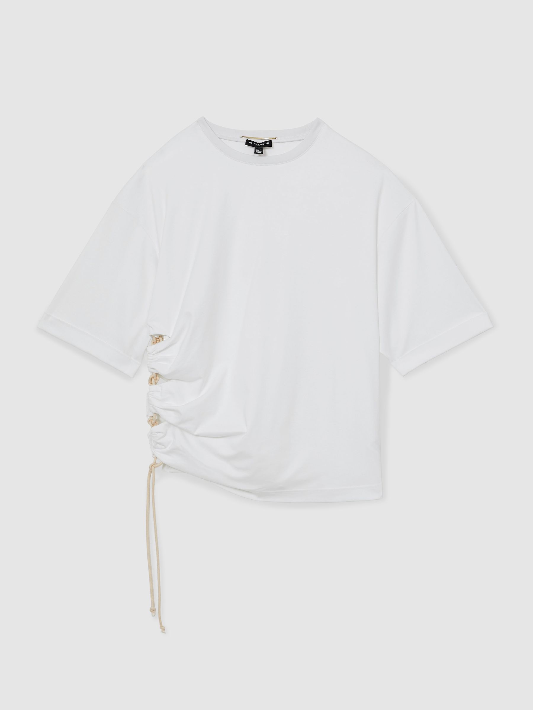 Atelier Cotton Cut-Out Rope-Cord Top in White