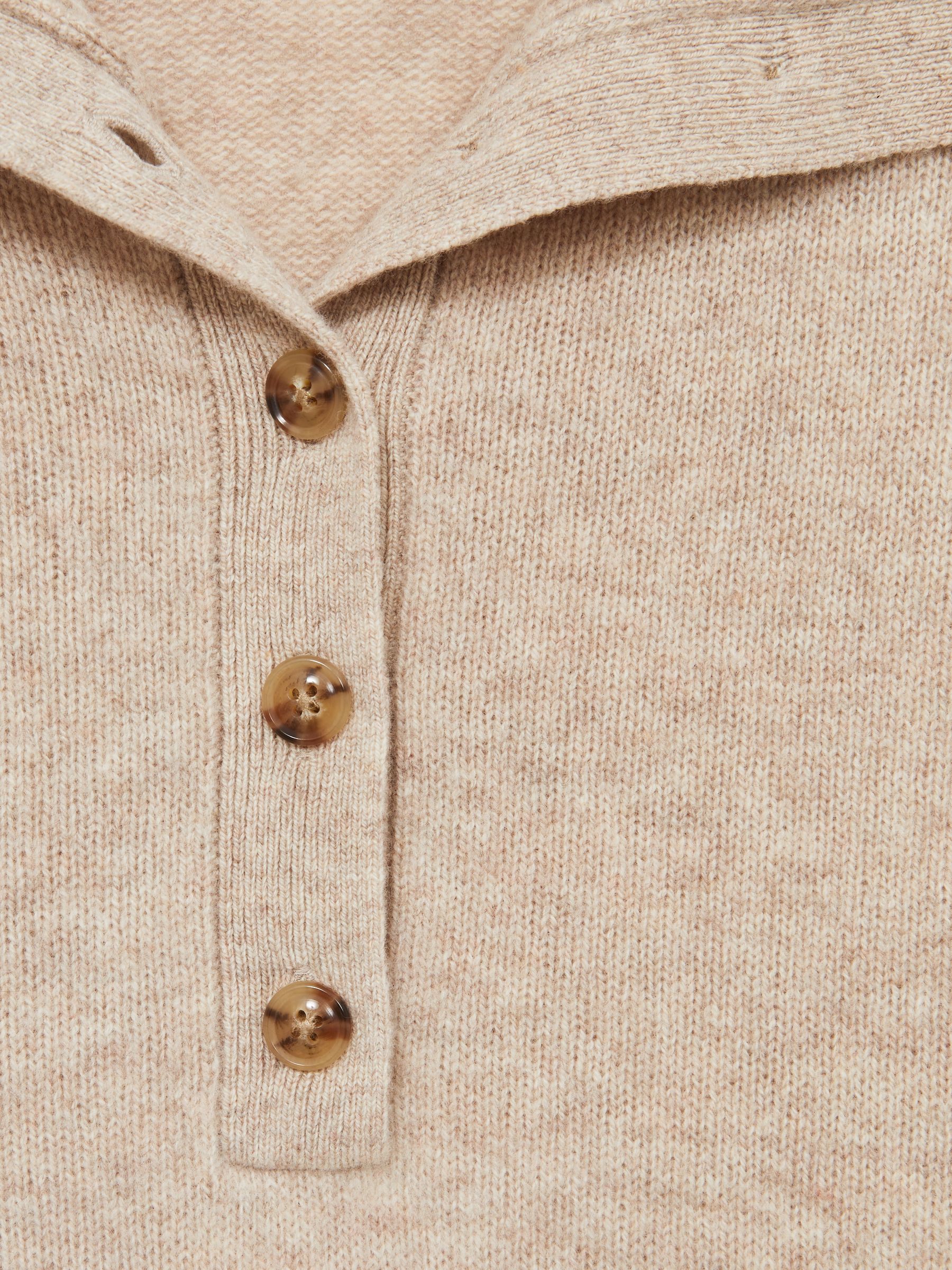 Wool-Cashmere Open-Neck Jumper in Neutral