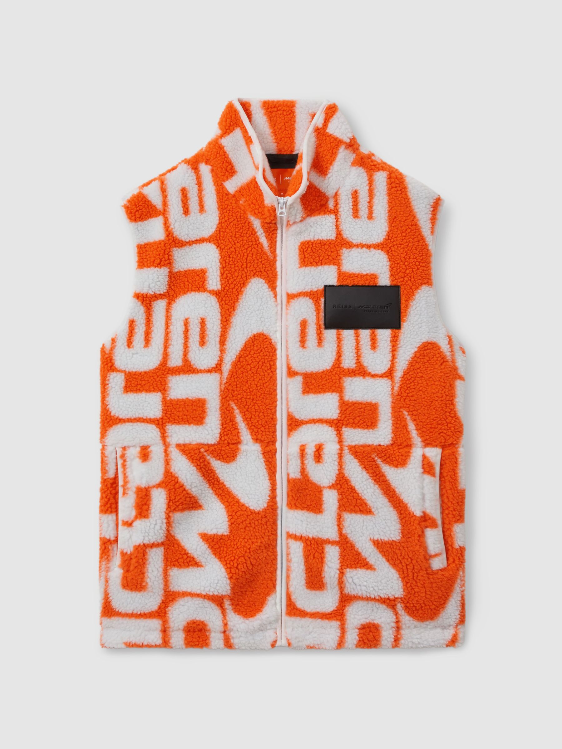 McLaren F1 Zip-Through Fleece Gilet in Papaya/White