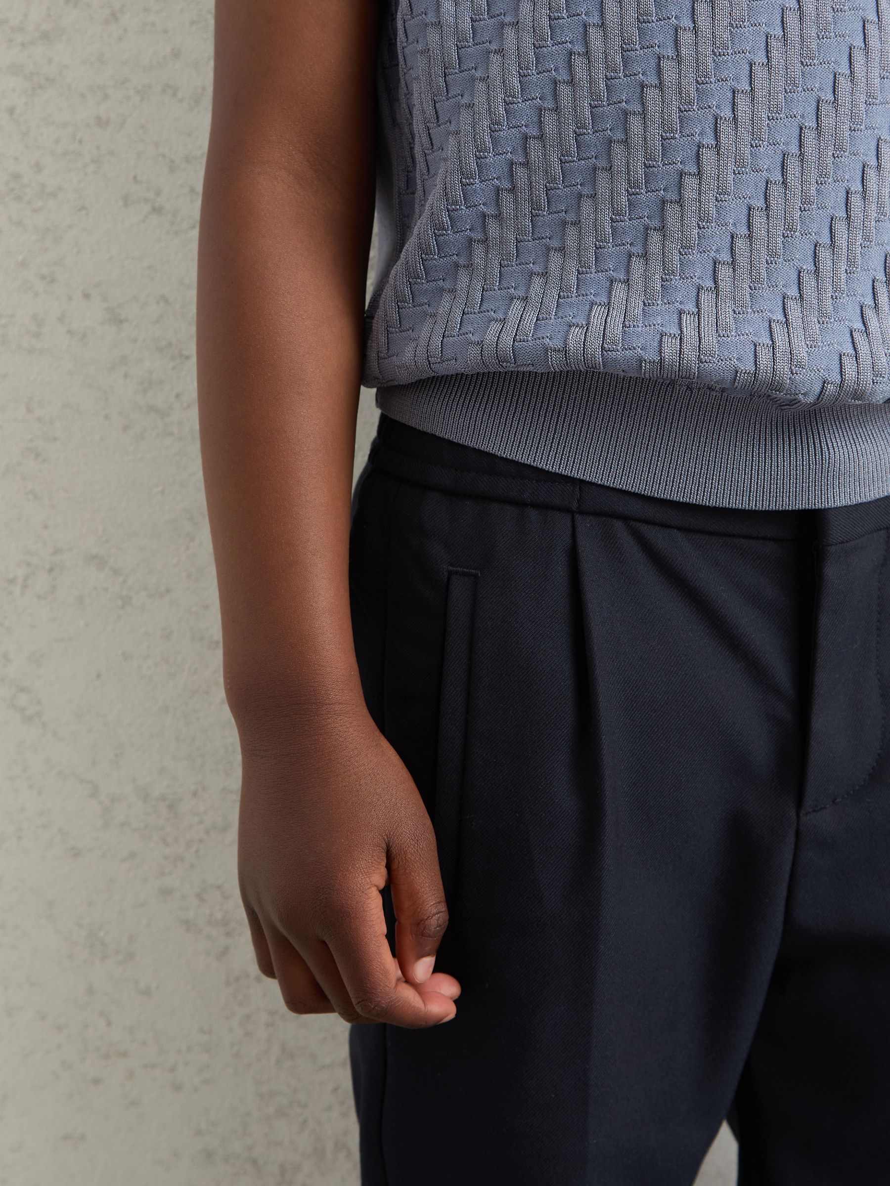 13-14 yrs Relaxed-Fit Pleated Tapered Trousers in Navy