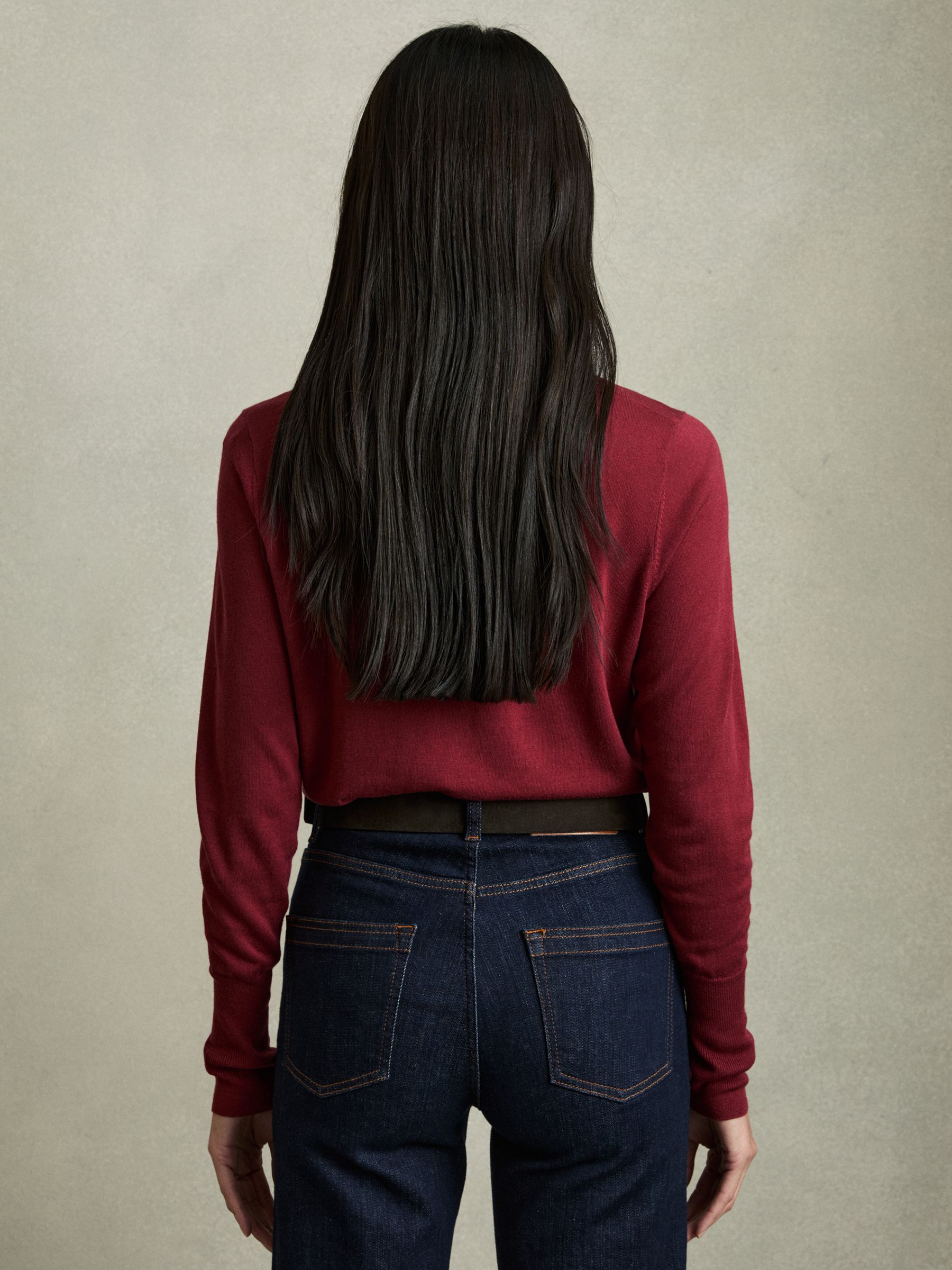 Fine-Knit Crew-Neck Jumper With Cashmere in Red