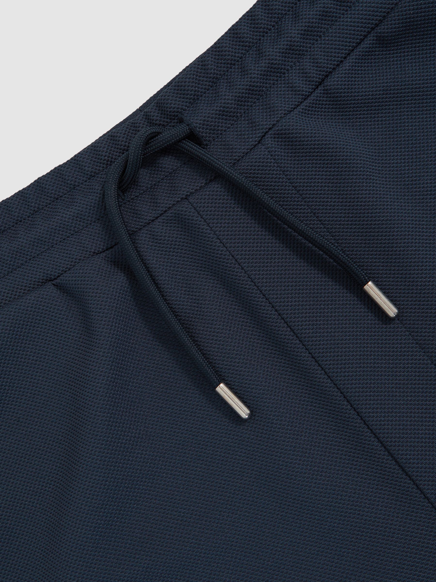 Textured Drawstring Shorts in Navy