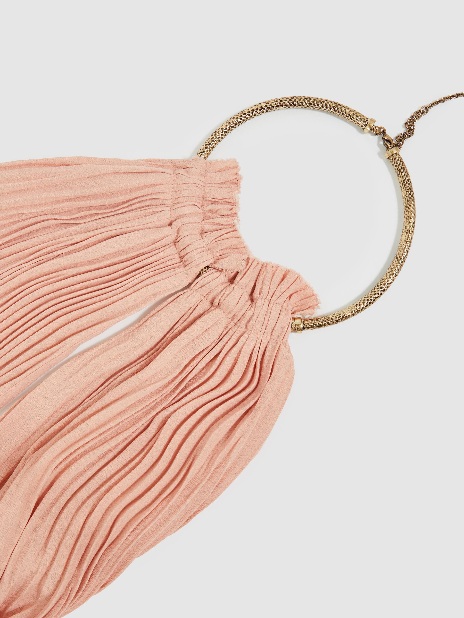 Ring-Detail Halterneck Maxi Dress in Pink