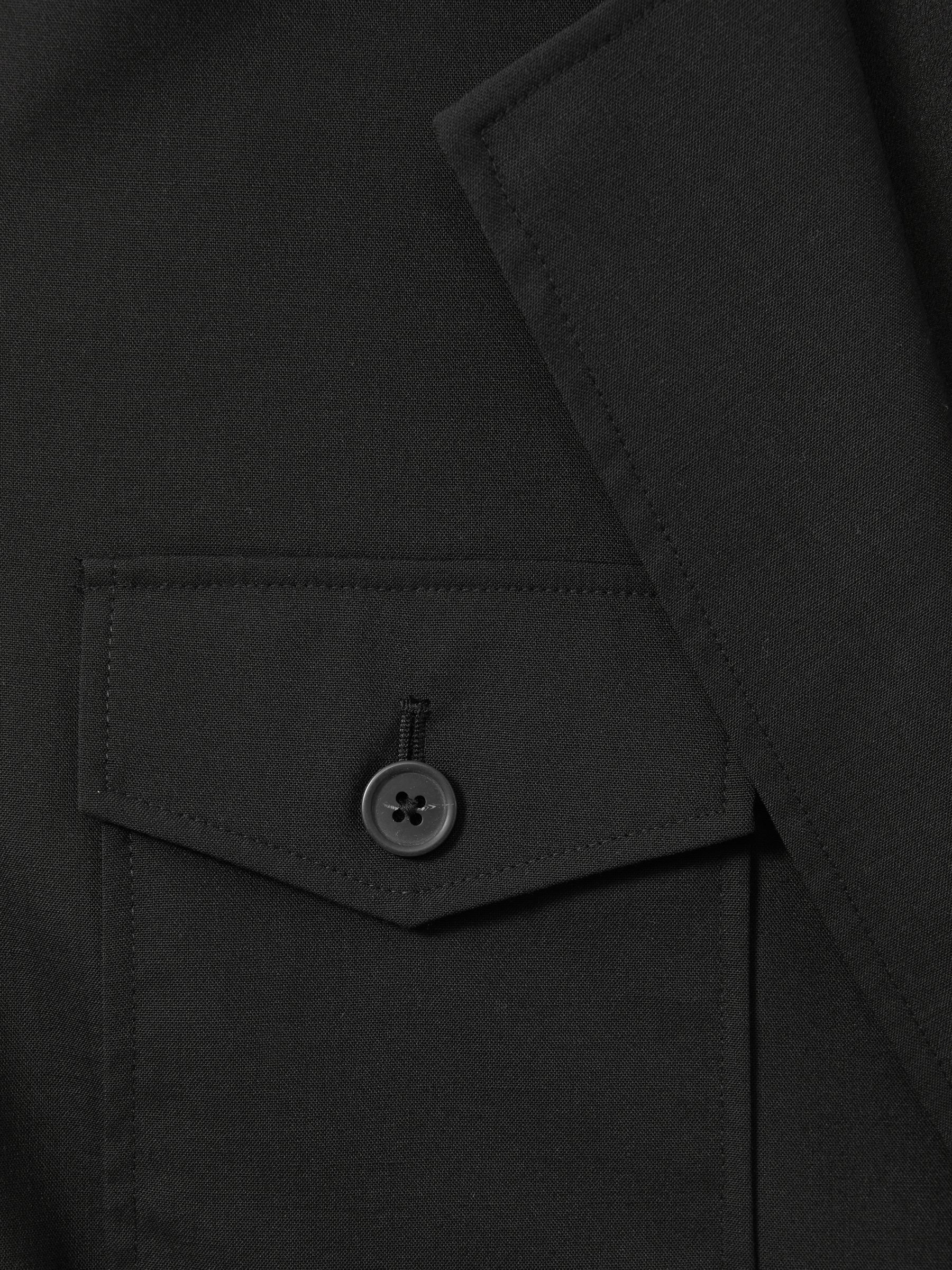 Wool Blend Double Breasted Midi Dress in Black