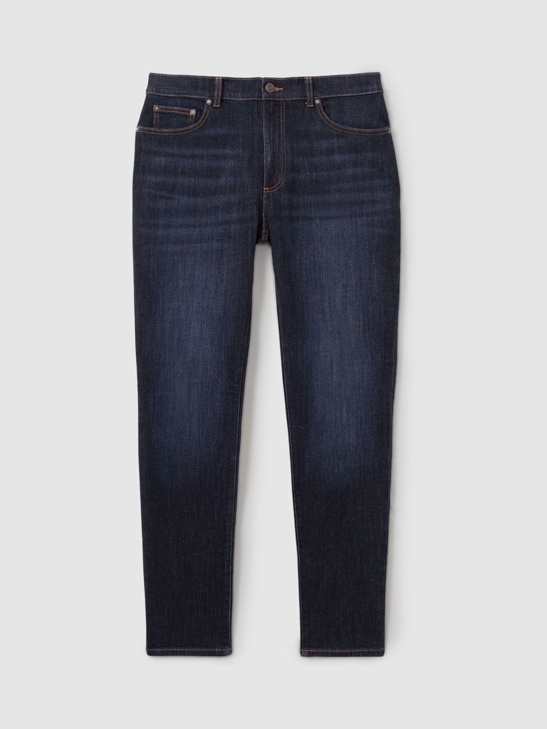Cotton-Stretch Slim-Fit Jeans in Indigo Blue Wash